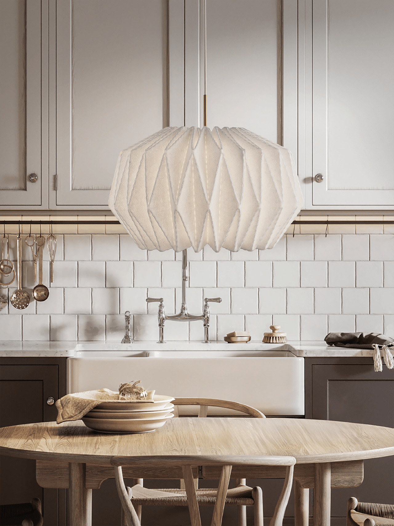 Závesná lampa MODEL 164 SOFTLY PLEATED biela