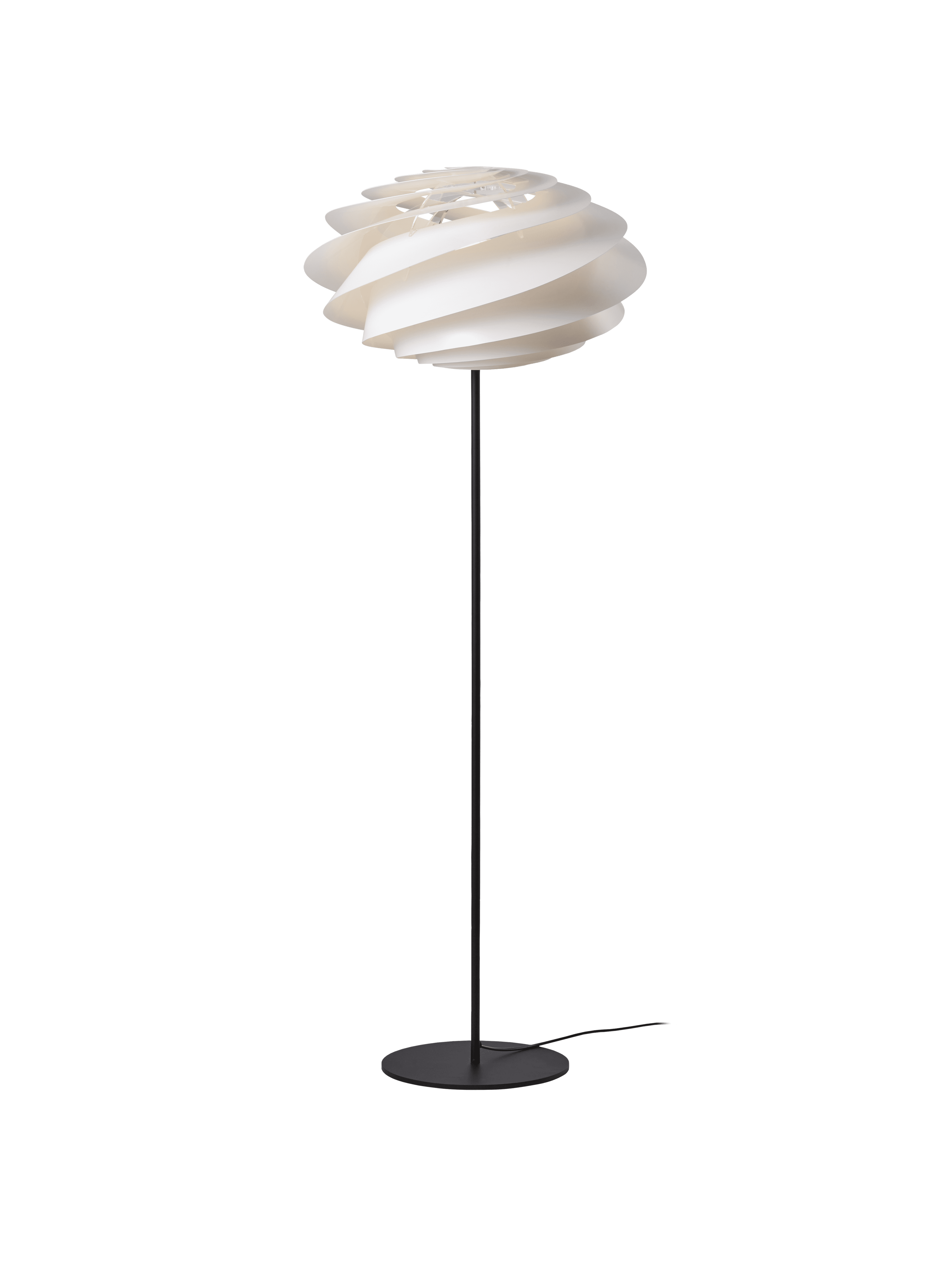 Stojaca lampa MODEL 331 SWIRL biela s čiernym podstavcom