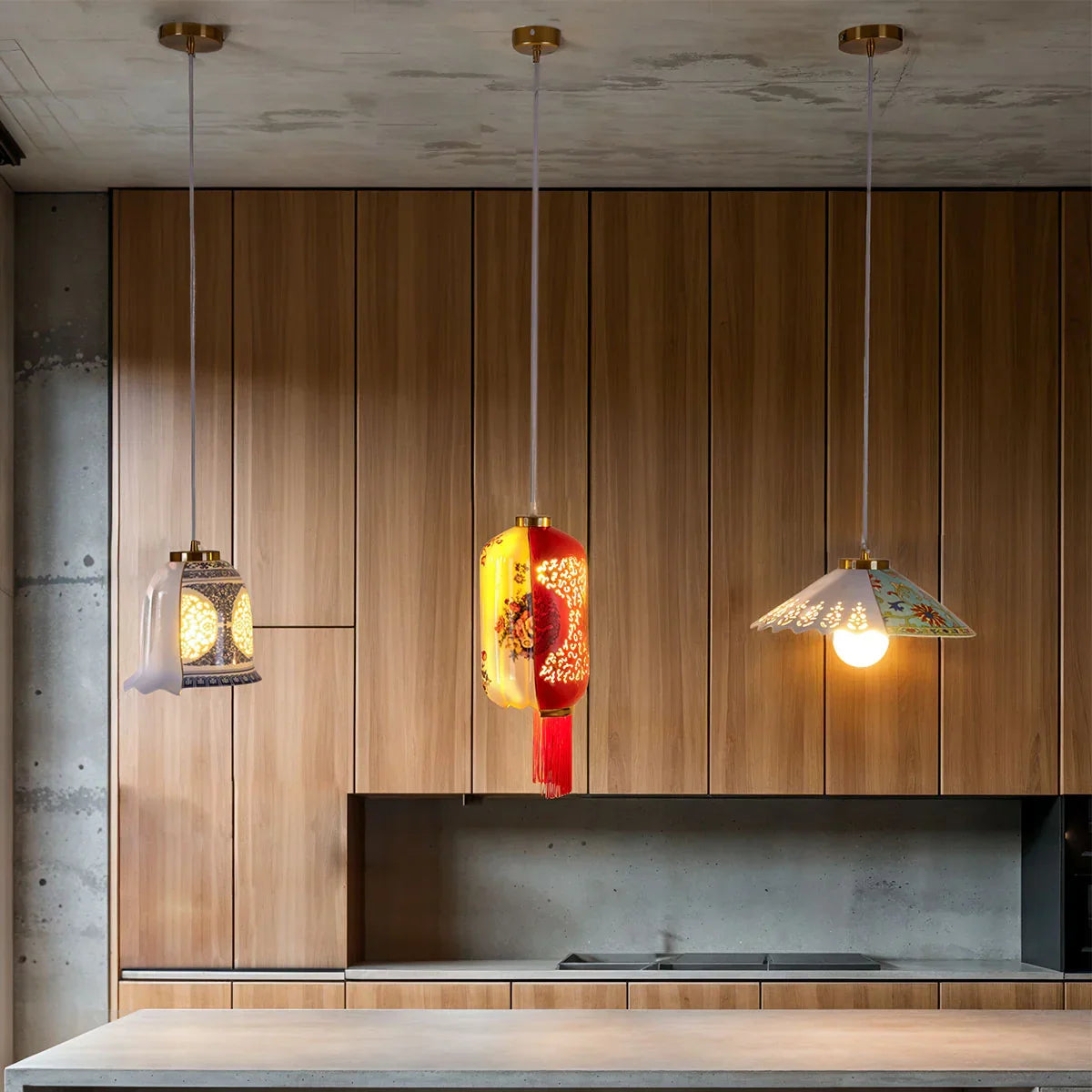 Pendant lamp HYBRID LAUVIA white porcelain