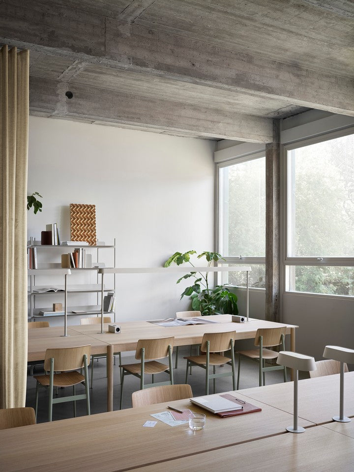 Stolička LOFT dýha z dubu s špinavo-zeleným podstavcom