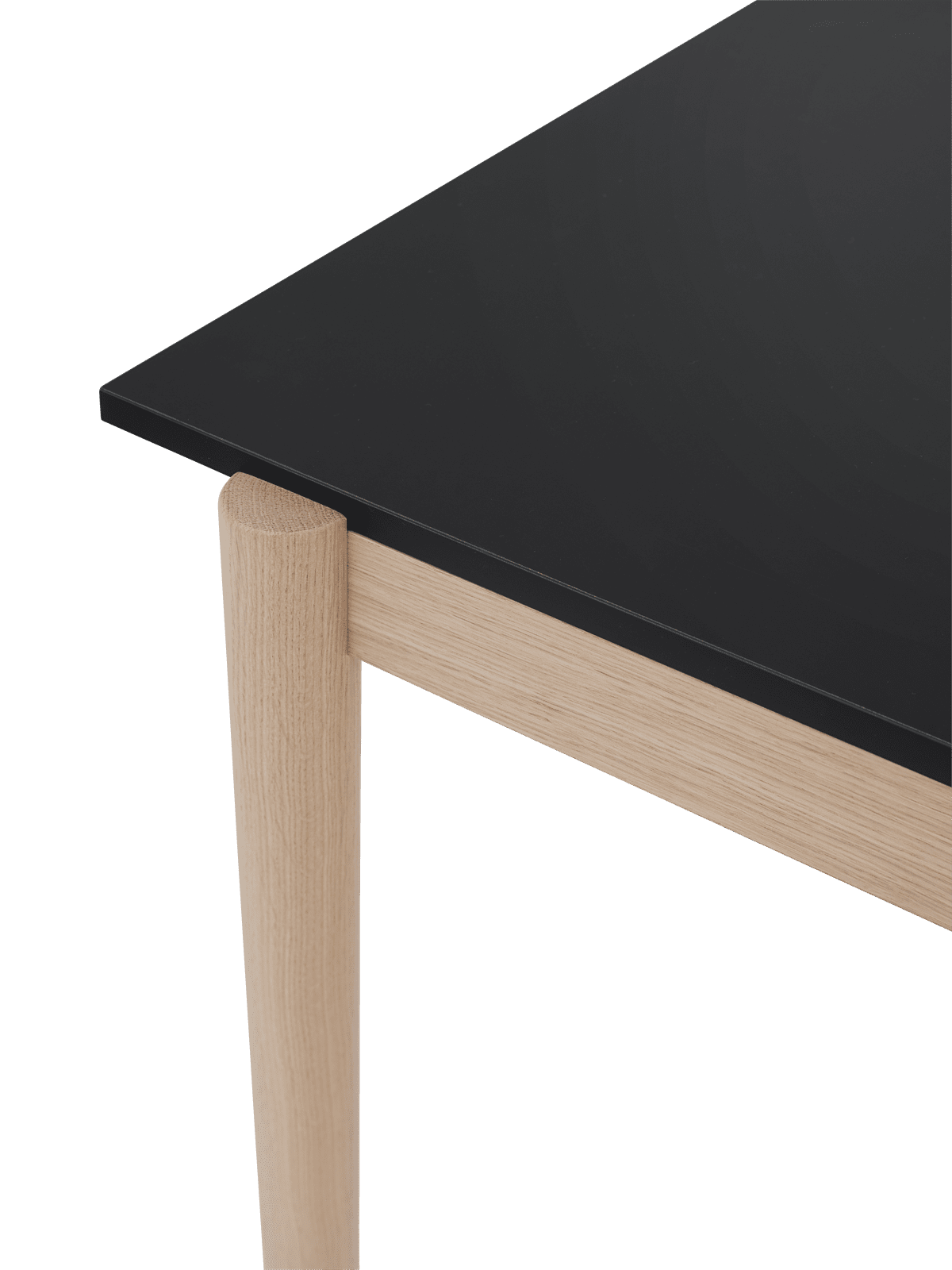 LINEAR SYSTEM black nanolaminate office table with oak base