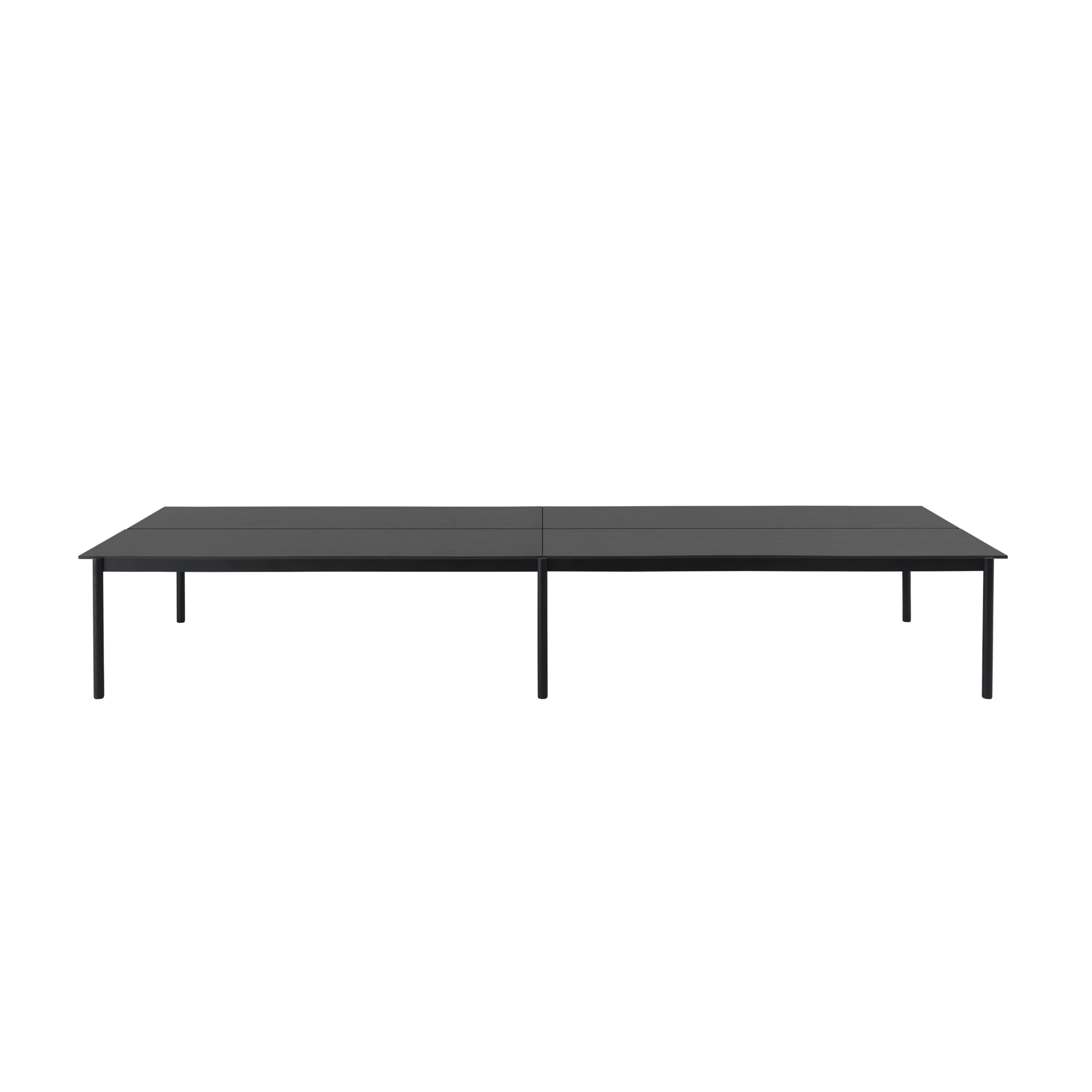 LINEAR SYSTEM Office Desk - CONFIGURATION 2 black ash veneer with a black base