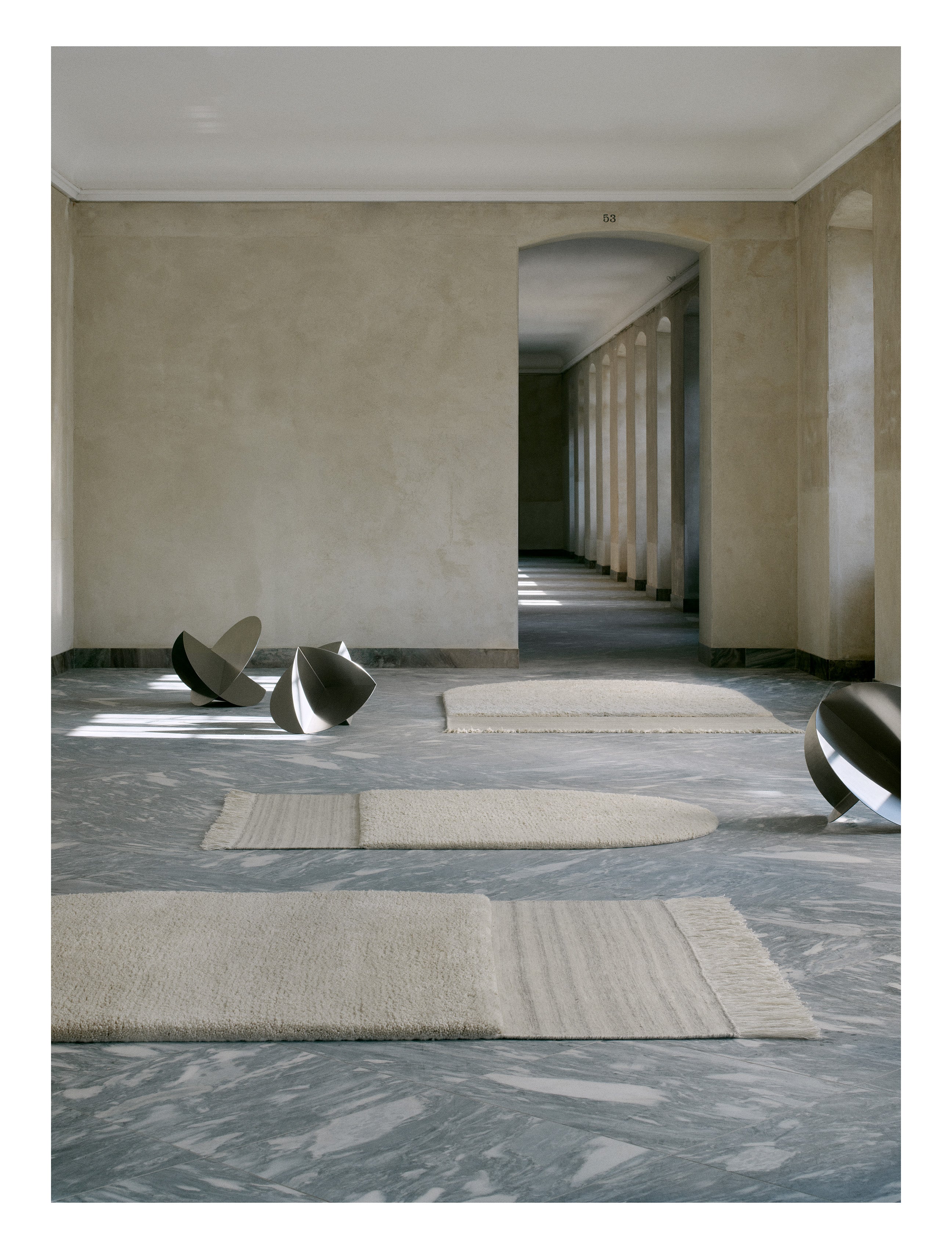 ETERNAL EYE Rug - NATURAL beige with long pile