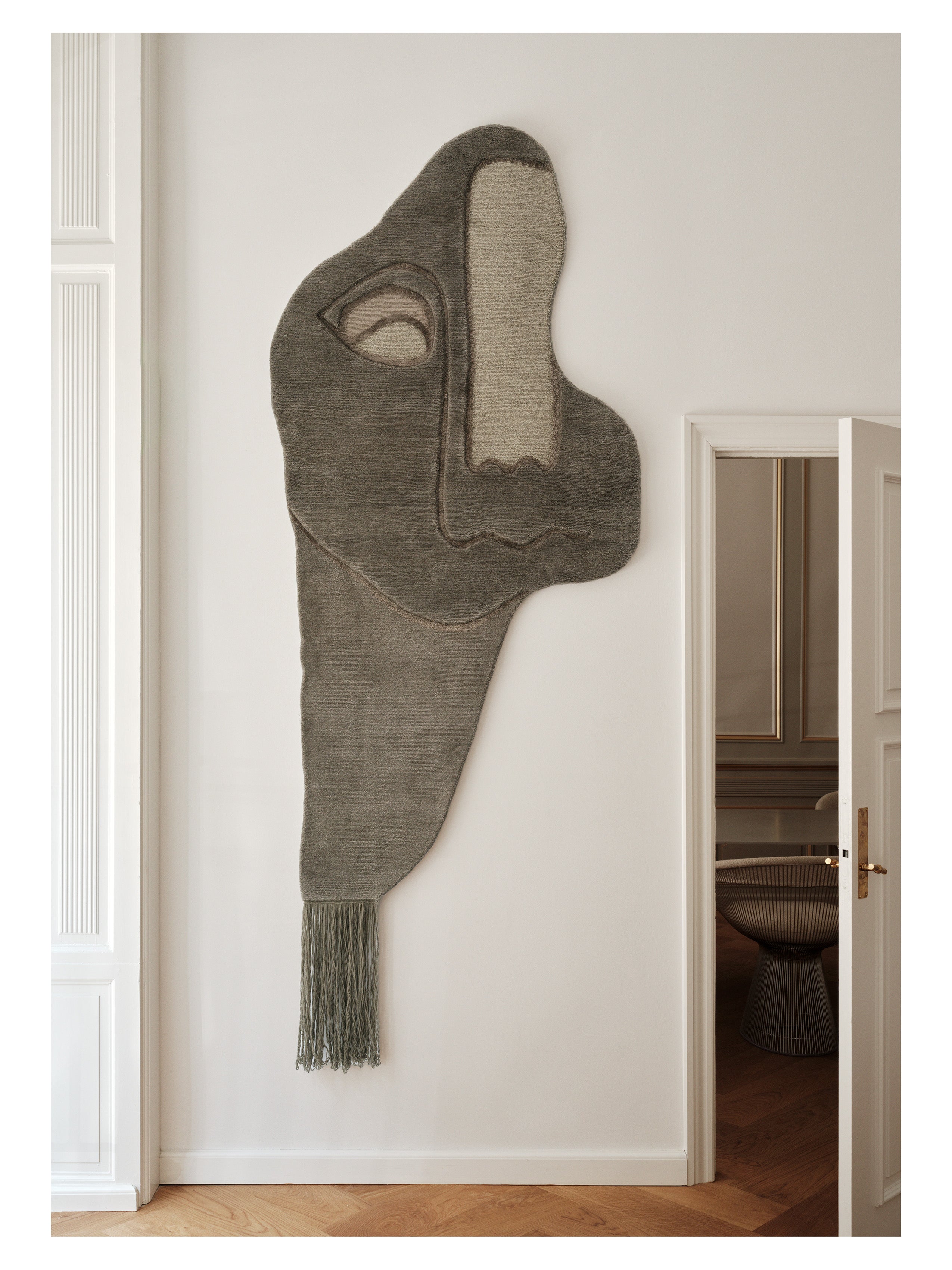 Decorative rug UNMASKED EYE dark green