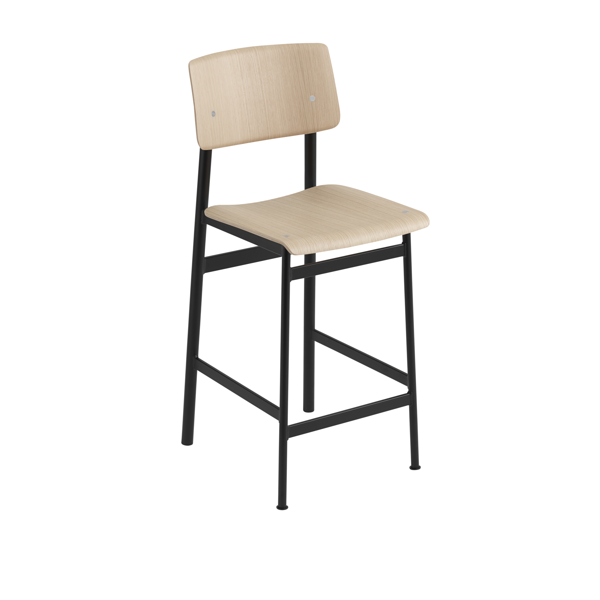 LOFT Bar Stool with Oak Veneer and Black Base