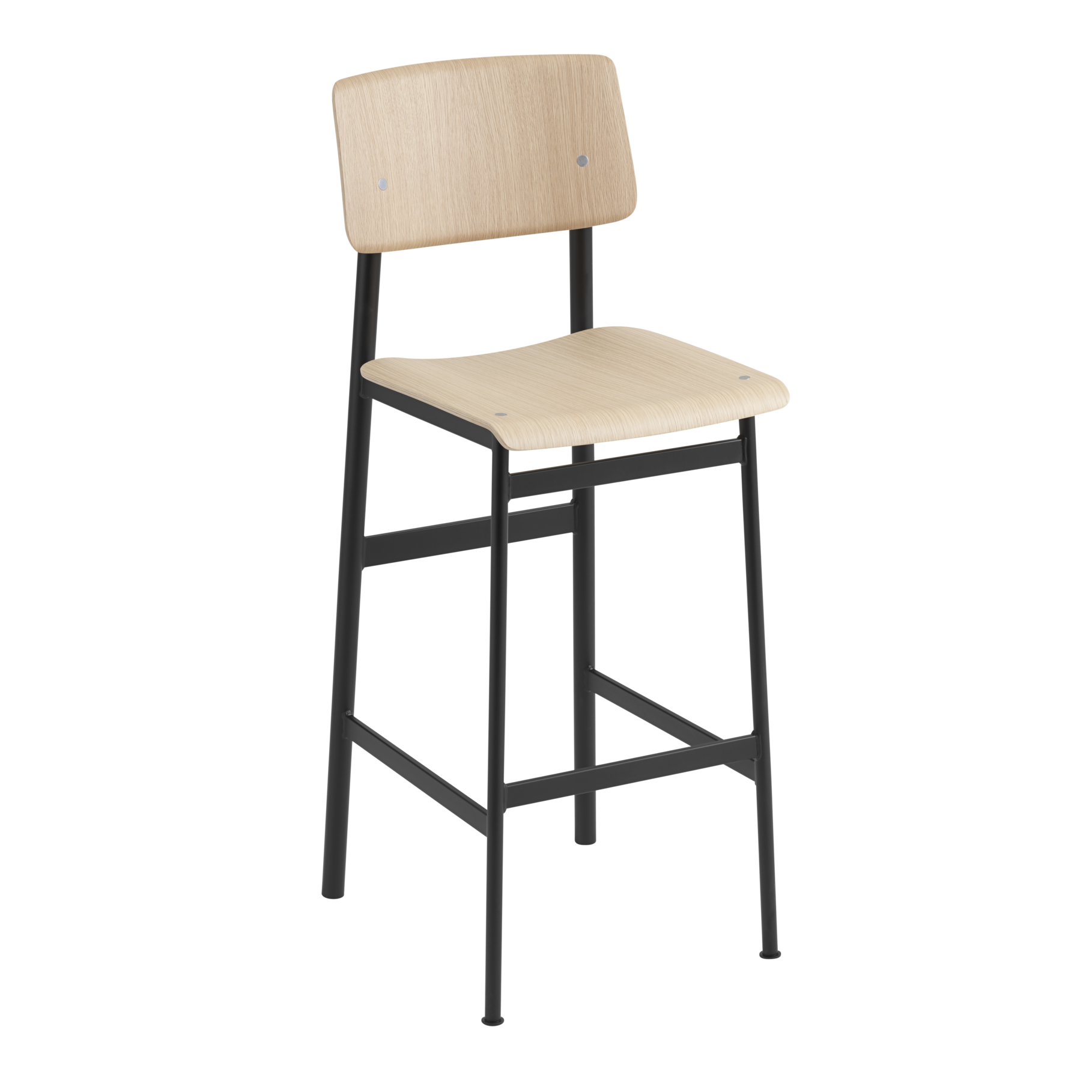 LOFT Bar Stool with Oak Veneer and Black Base