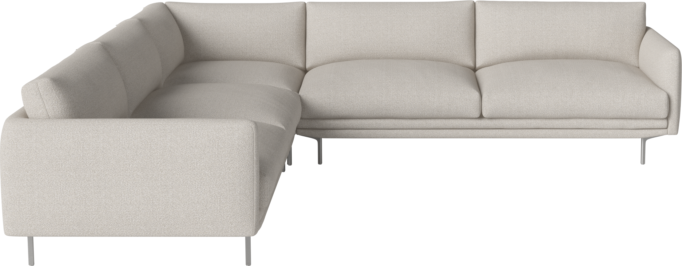 Symetrický rohový gauč LOMI s kovovým podstavcom