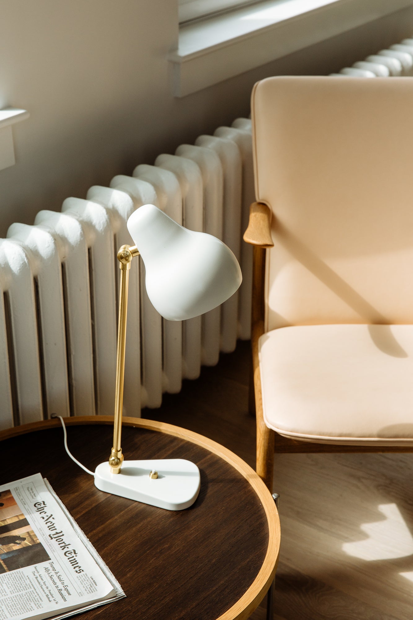 VL 38 Table Lamp White with Gold Finish
