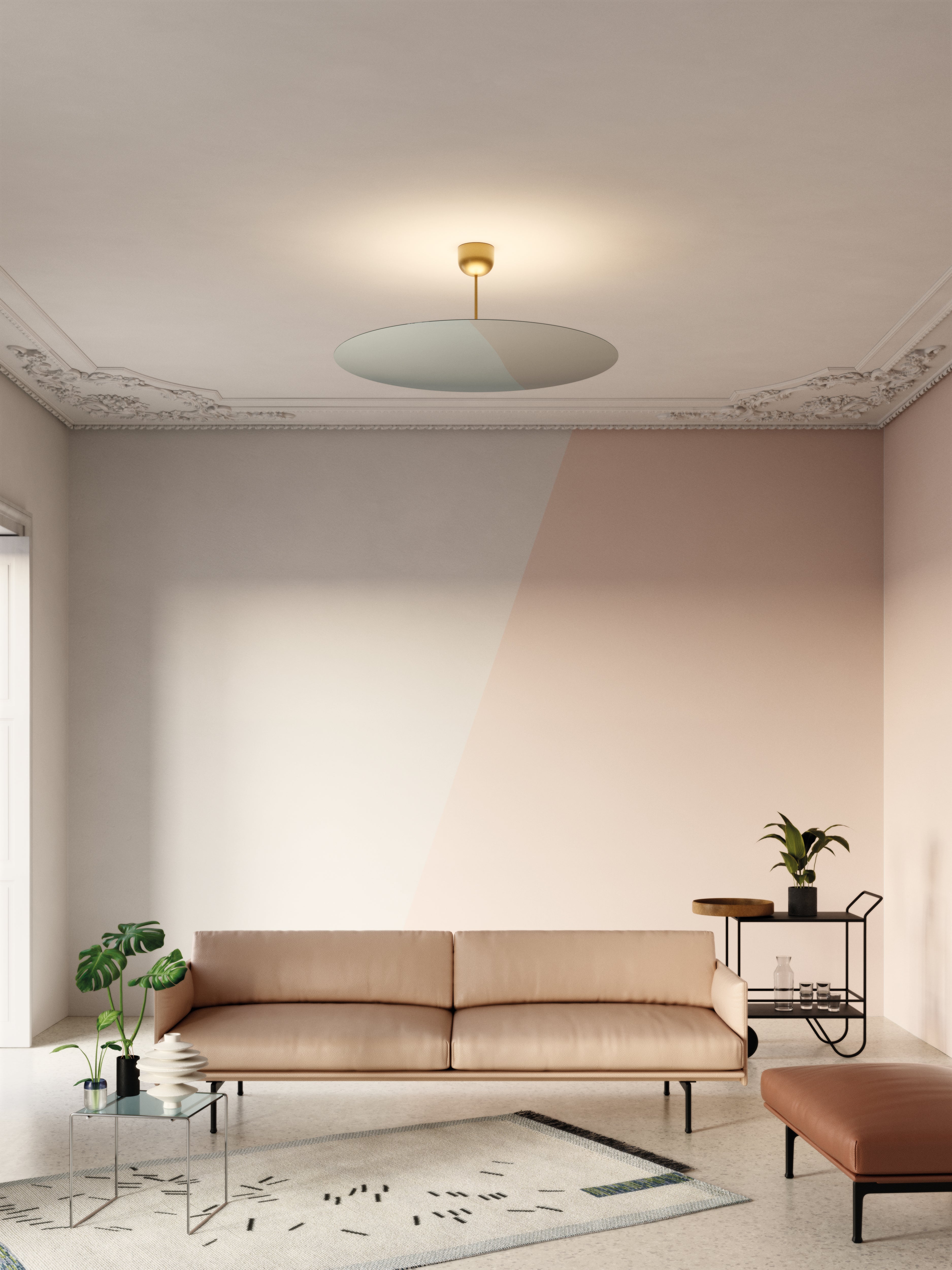 Závesná lampa MILLIMETRO mosadzná s efektom zrkadla