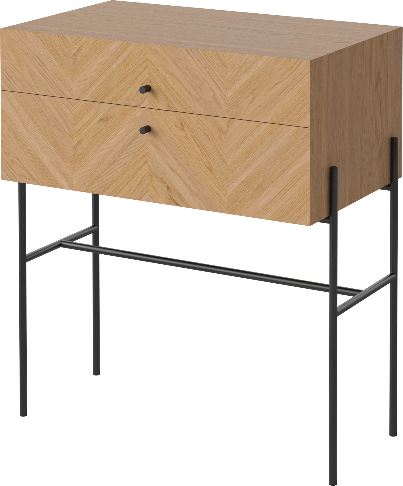 Luxe cabinet oak wood with a black base