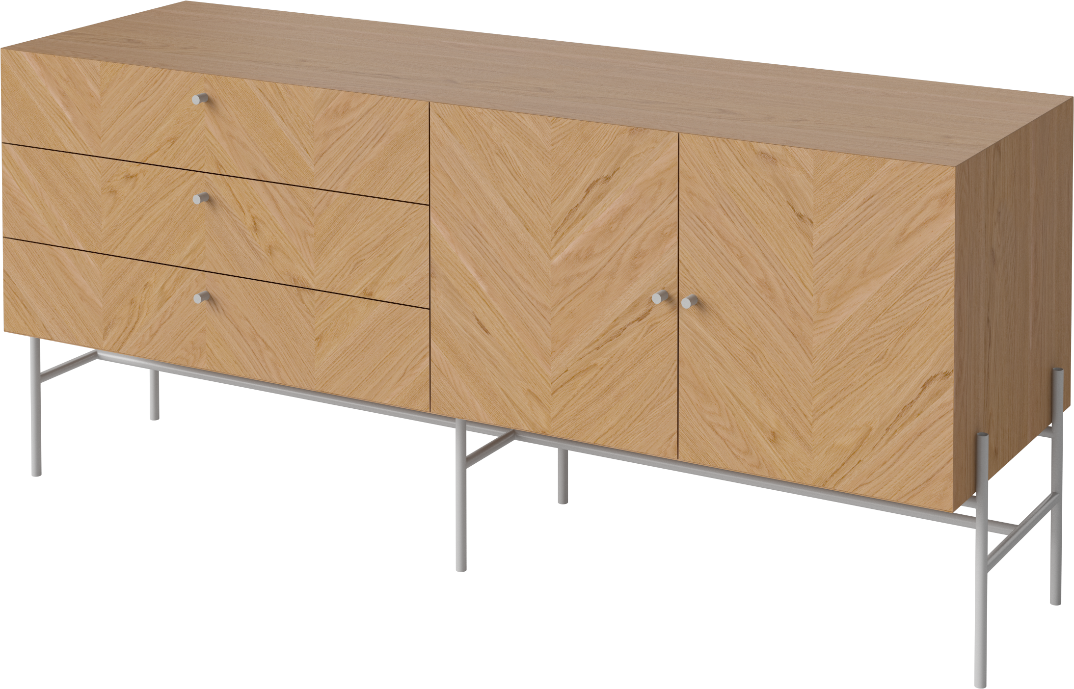 Kredenc LUXE z dubového dreva so šedým podstavcom