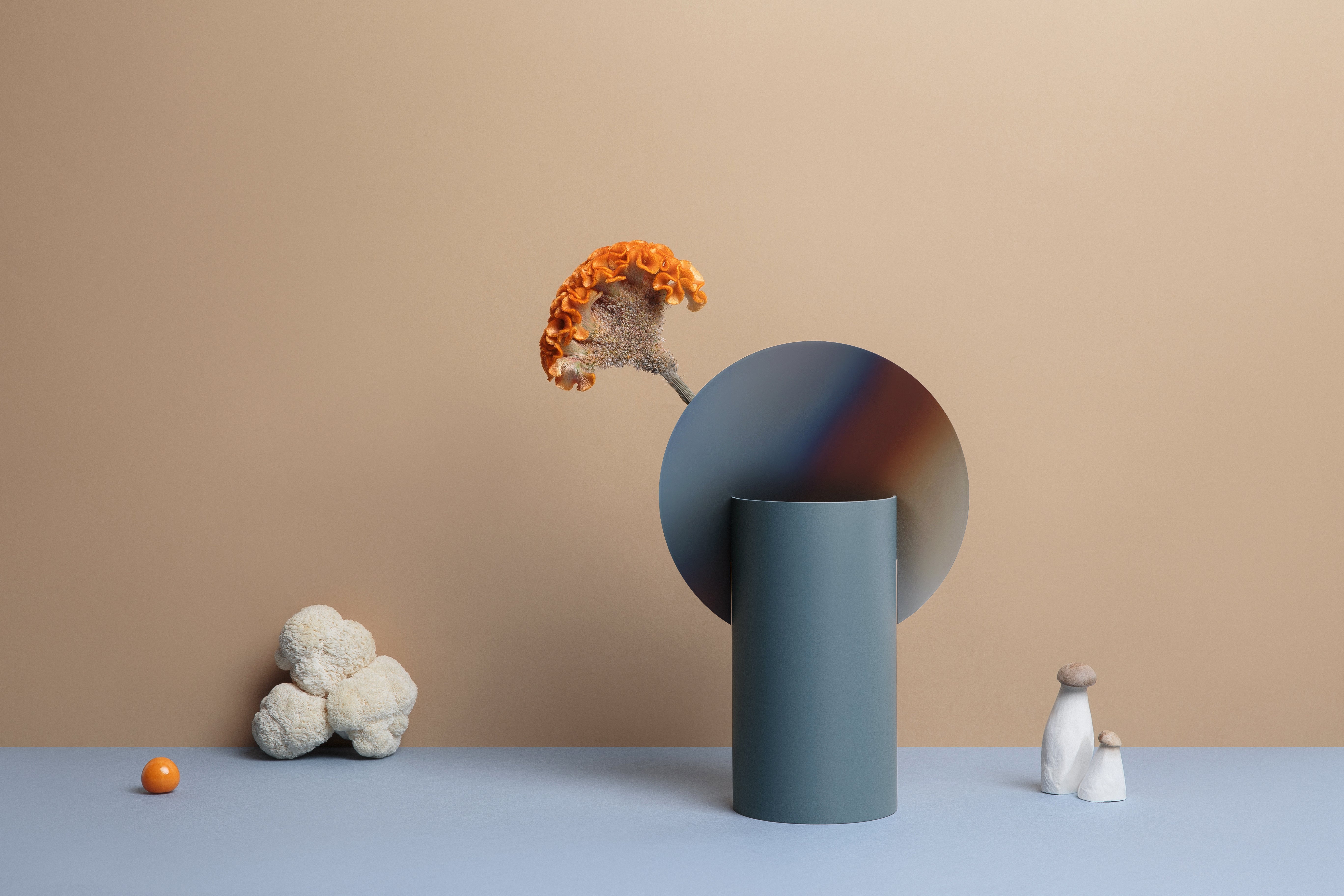 MALEVICH Vase - NUMBERED EDITION blue with oxidized steel