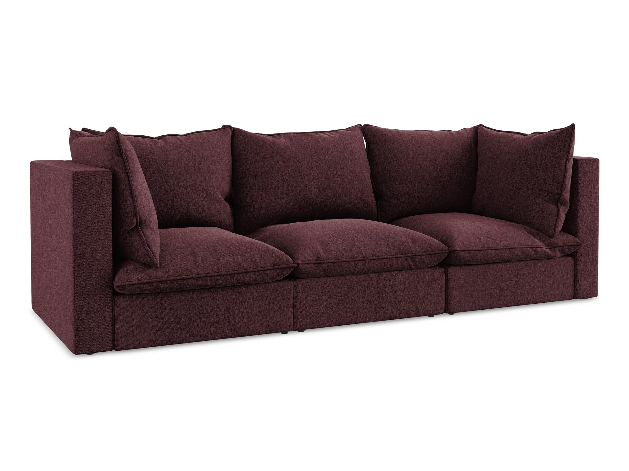 Velvet Sofa for 3 People MANAO in Burgundy