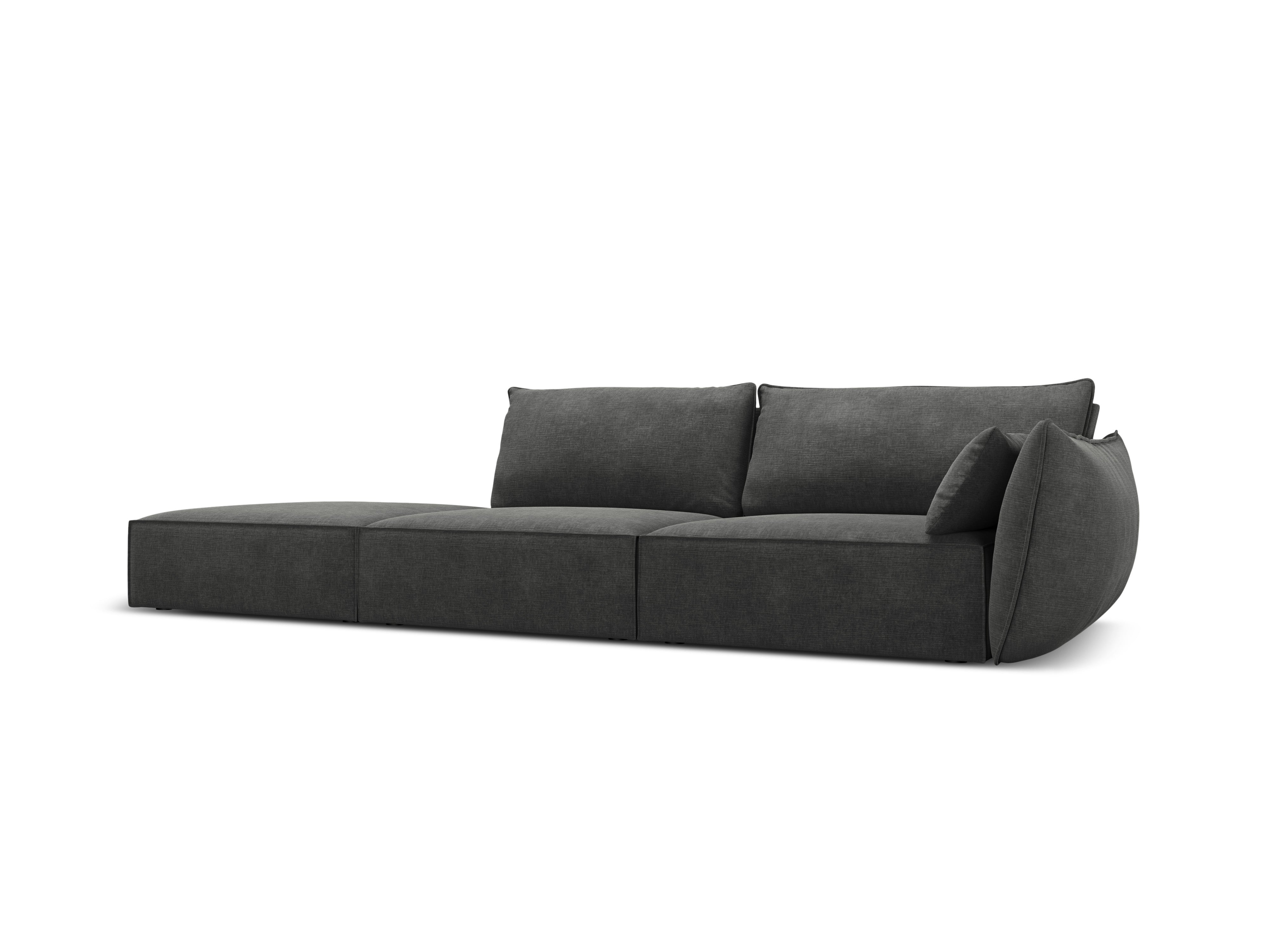 Sofa z tkaniny szenilovej ľavostranná otvorená VANDA tmavosivá