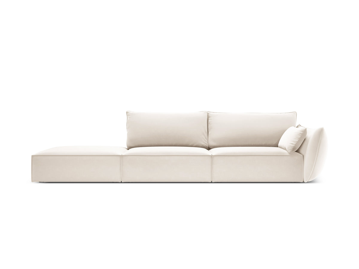 Sofa z jemného velúru ľavostranná otvorená VANDA béžová