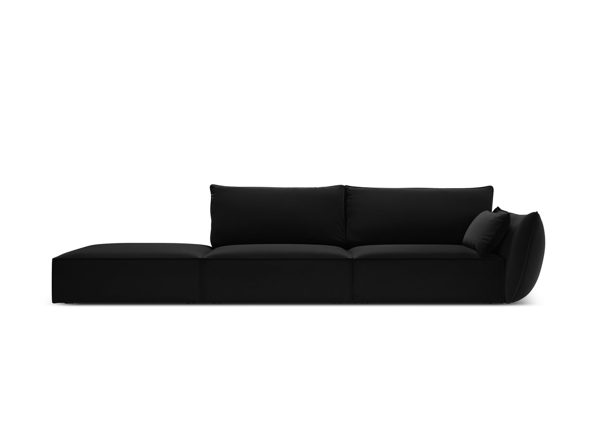 Sofa zamatová ľavostranná otvorená VANDA čierna