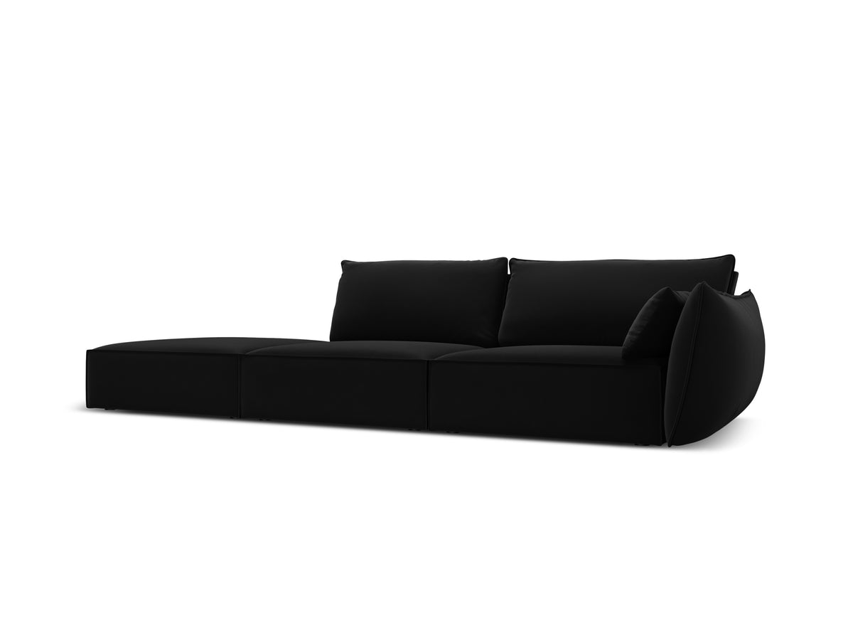 Sofa zamatová ľavostranná otvorená VANDA čierna