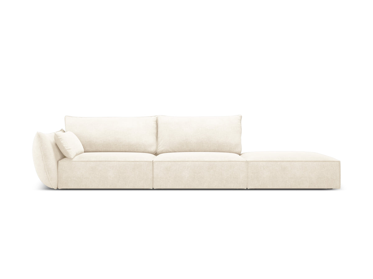 Sofa z tkaniny szenilovej pravostranná otvorená VANDA svetlo béžová
