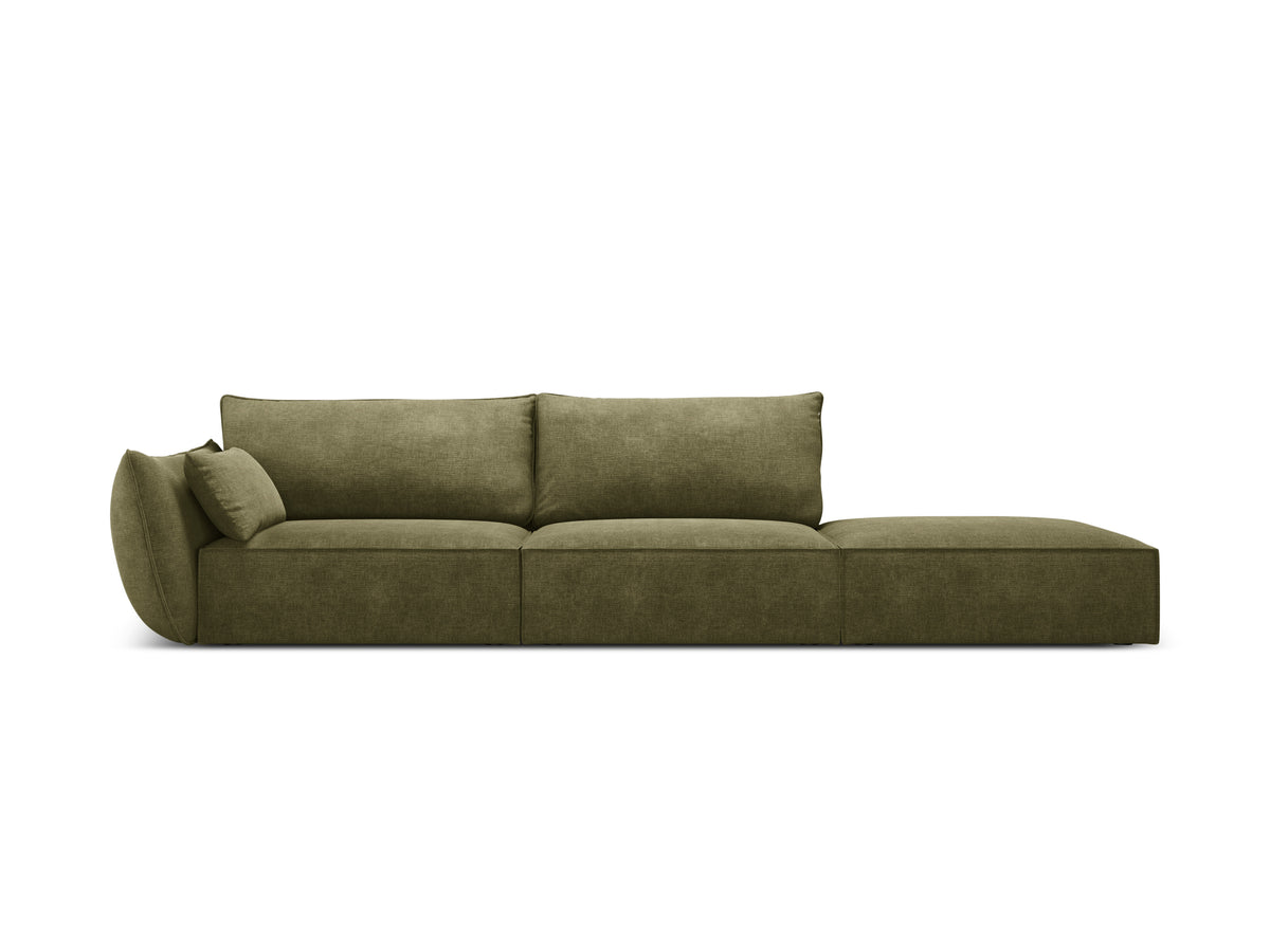Sofa z šenilovej tkaniny pravostranná otvorená VANDA zelená