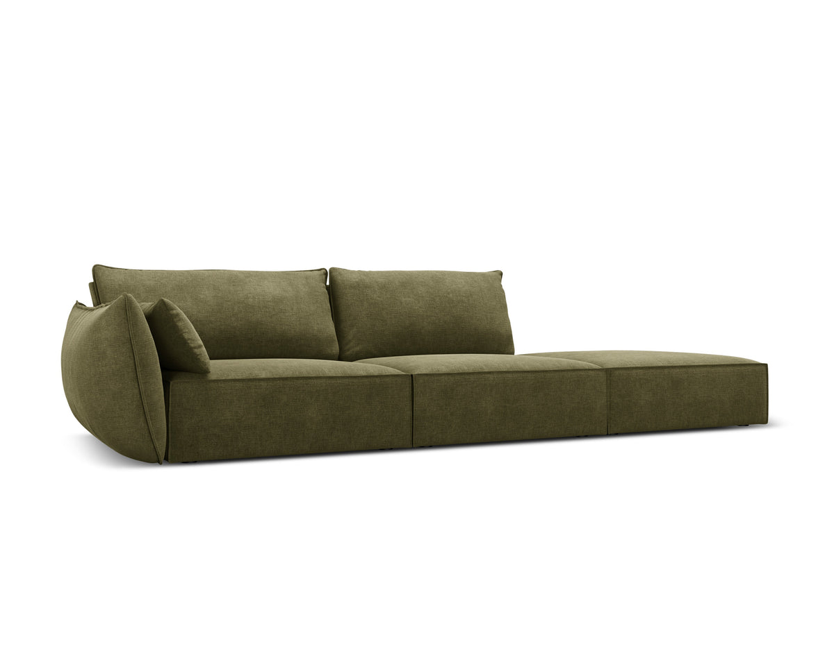 Sofa z šenilovej tkaniny pravostranná otvorená VANDA zelená