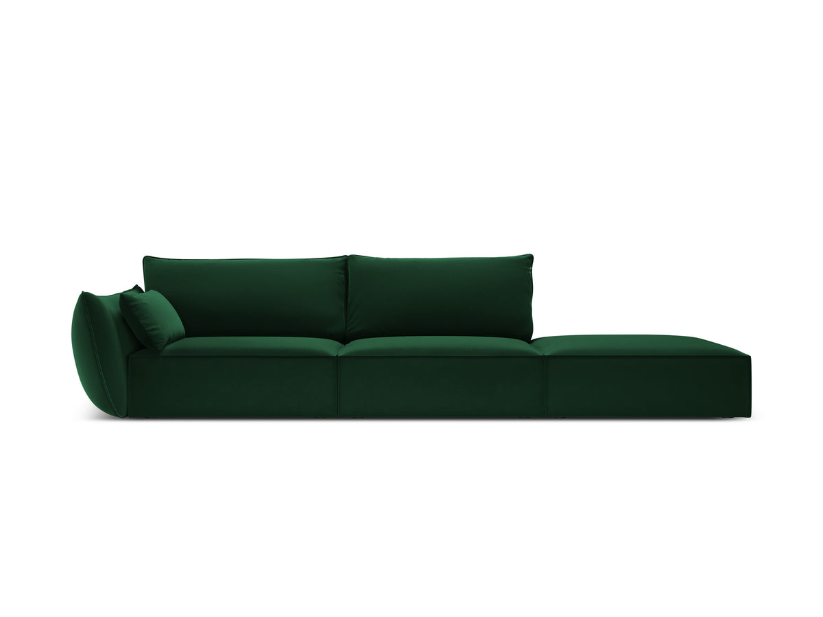 Sofa zamatová pravostranná otvorená VANDA fľašková zelená