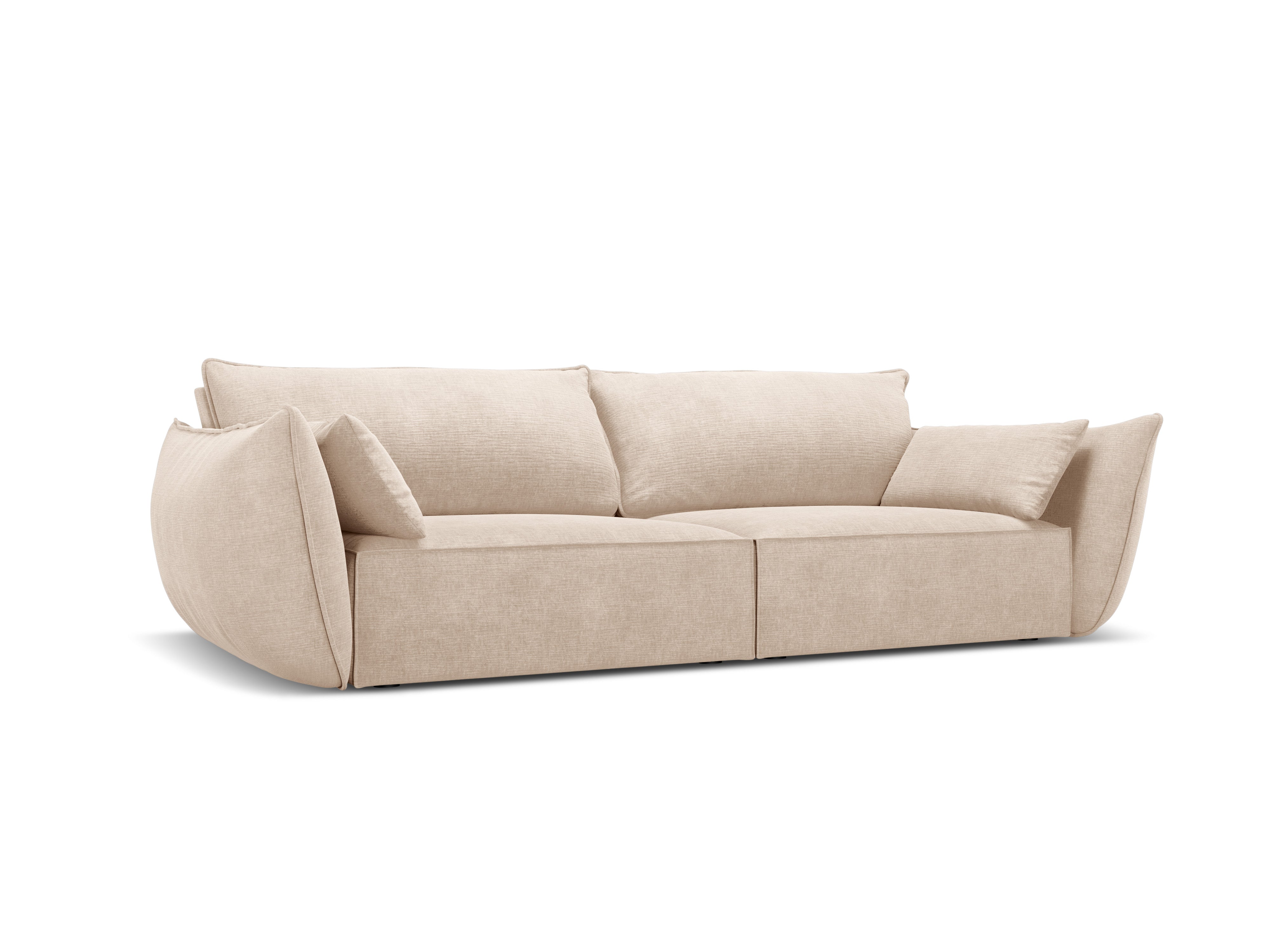 Sofa v zamatovej tkanine 3-miestna VANDA béžová