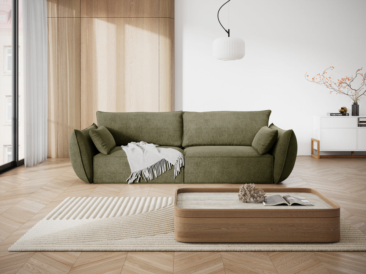 Sofa v zamatovej tkanine 3-miestna VANDA zelená