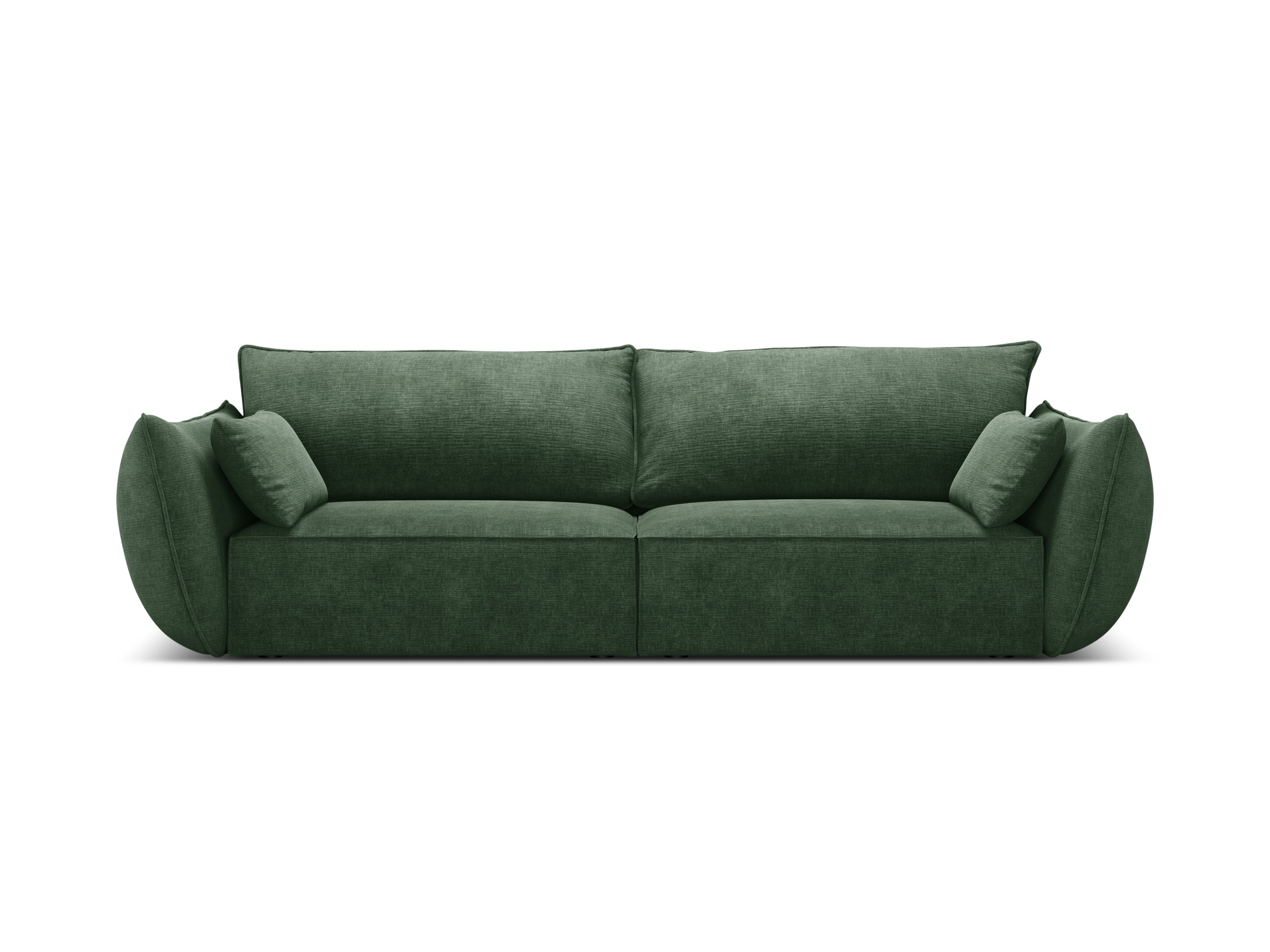 Sofa v szenilovej tkanine 3-miestna VANDA fľašková zelená