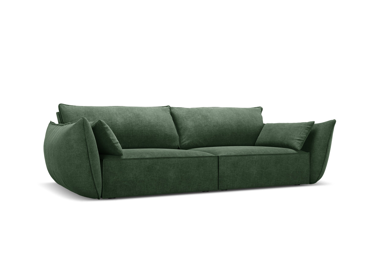 Sofa v szenilovej tkanine 3-miestna VANDA fľašková zelená