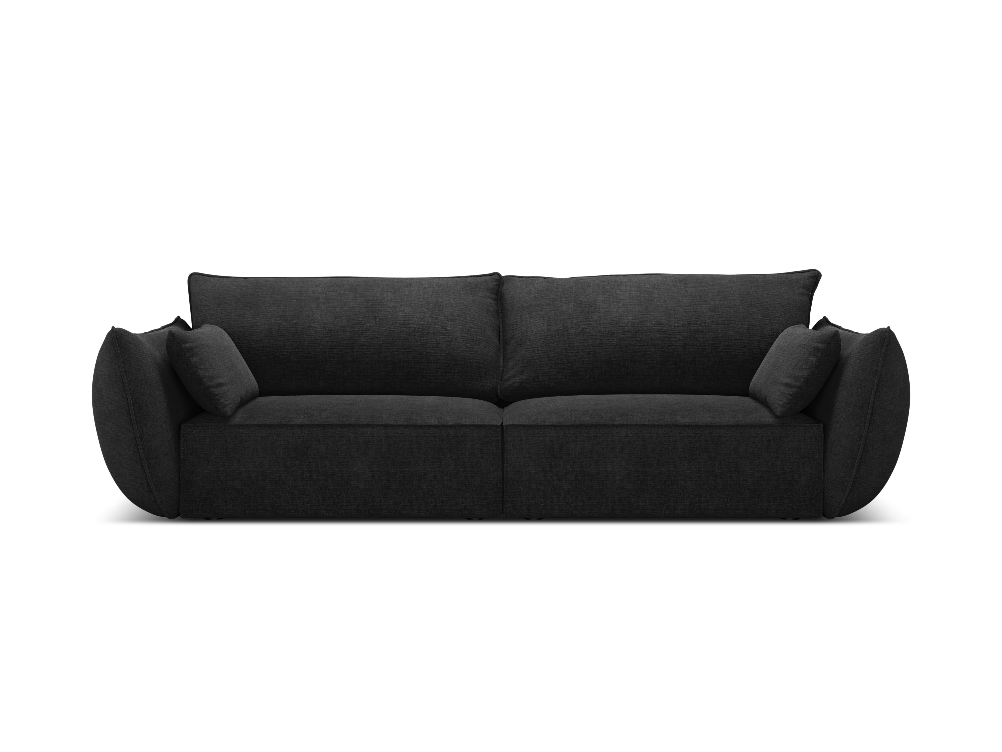 Sofa v zamatovej tkanine 3-miestna VANDA čierna