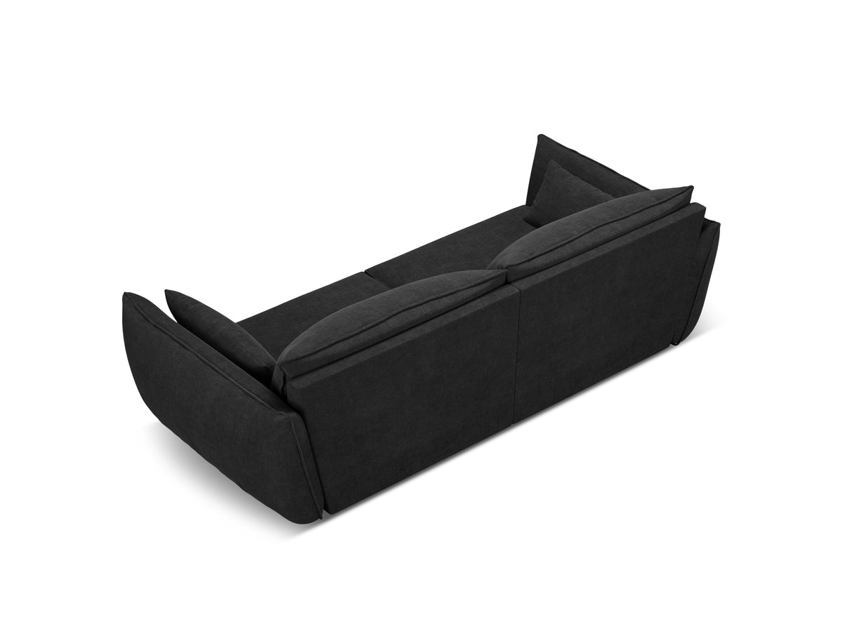 Sofa v zamatovej tkanine 3-miestna VANDA čierna