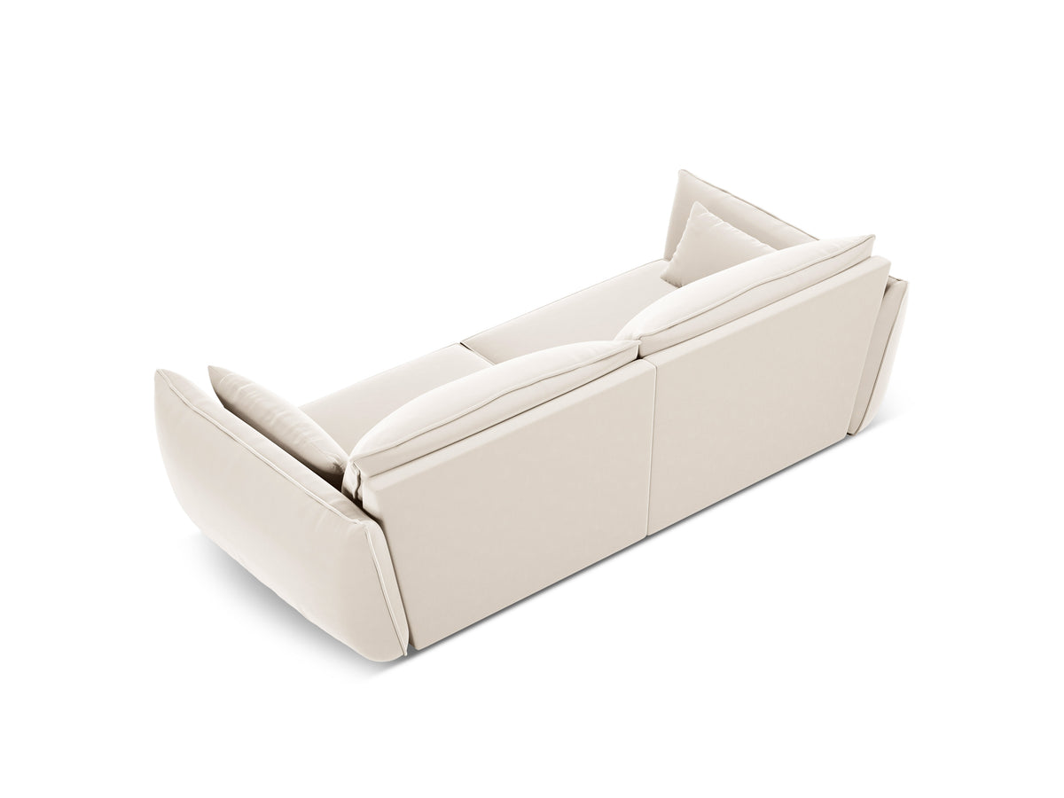 Sofa z jemného velúru 3-miestna VANDA béžová