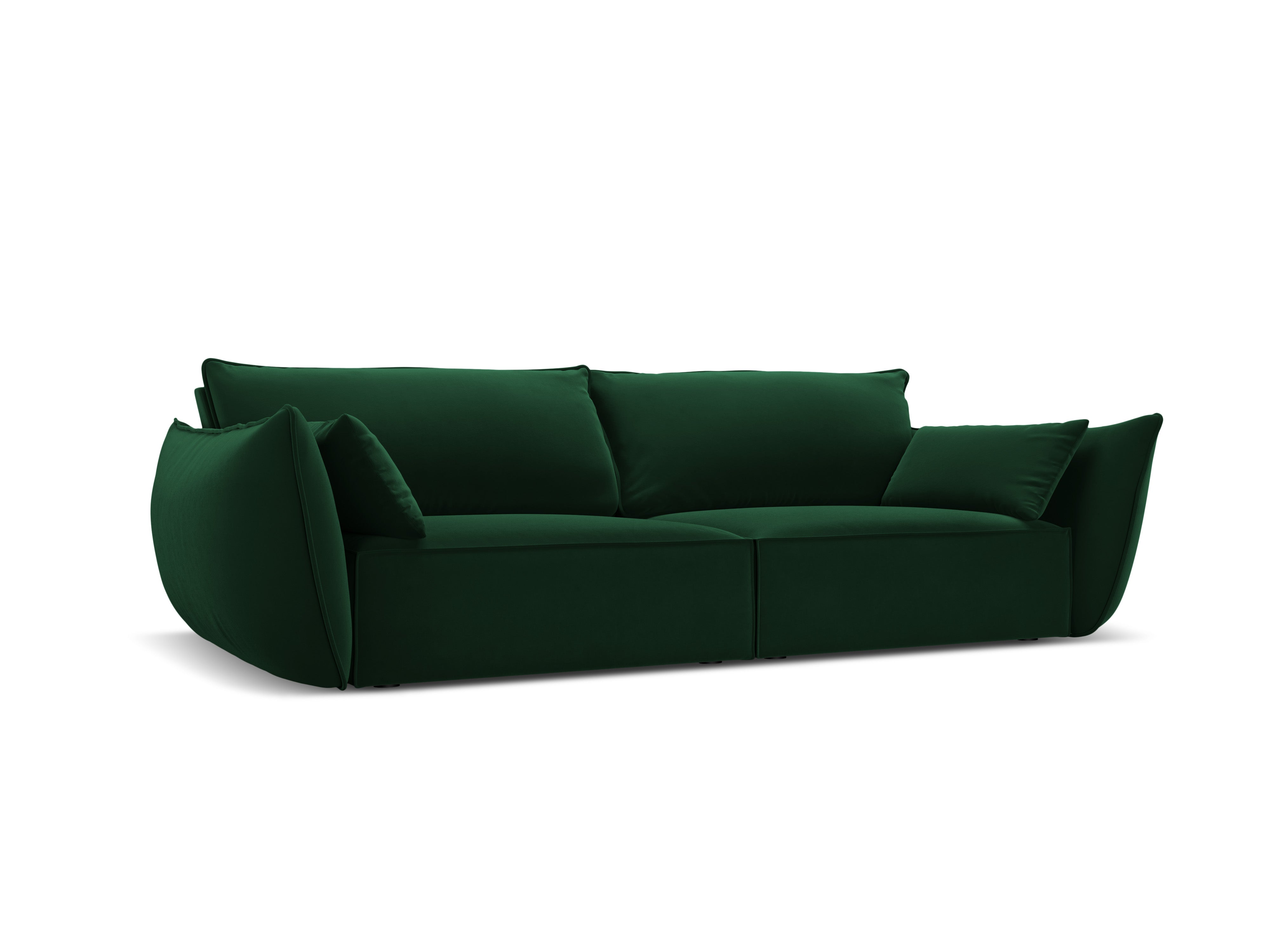 Sofa zamatová 3-miestna VANDA fľašková zelená