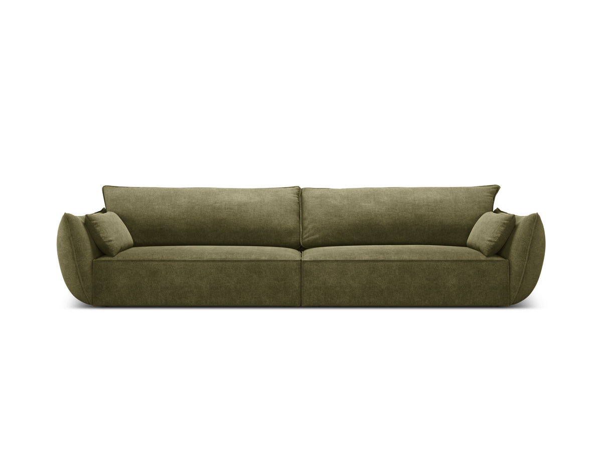 Sofa v zamatovej tkanine pre 4 osoby VANDA zelená