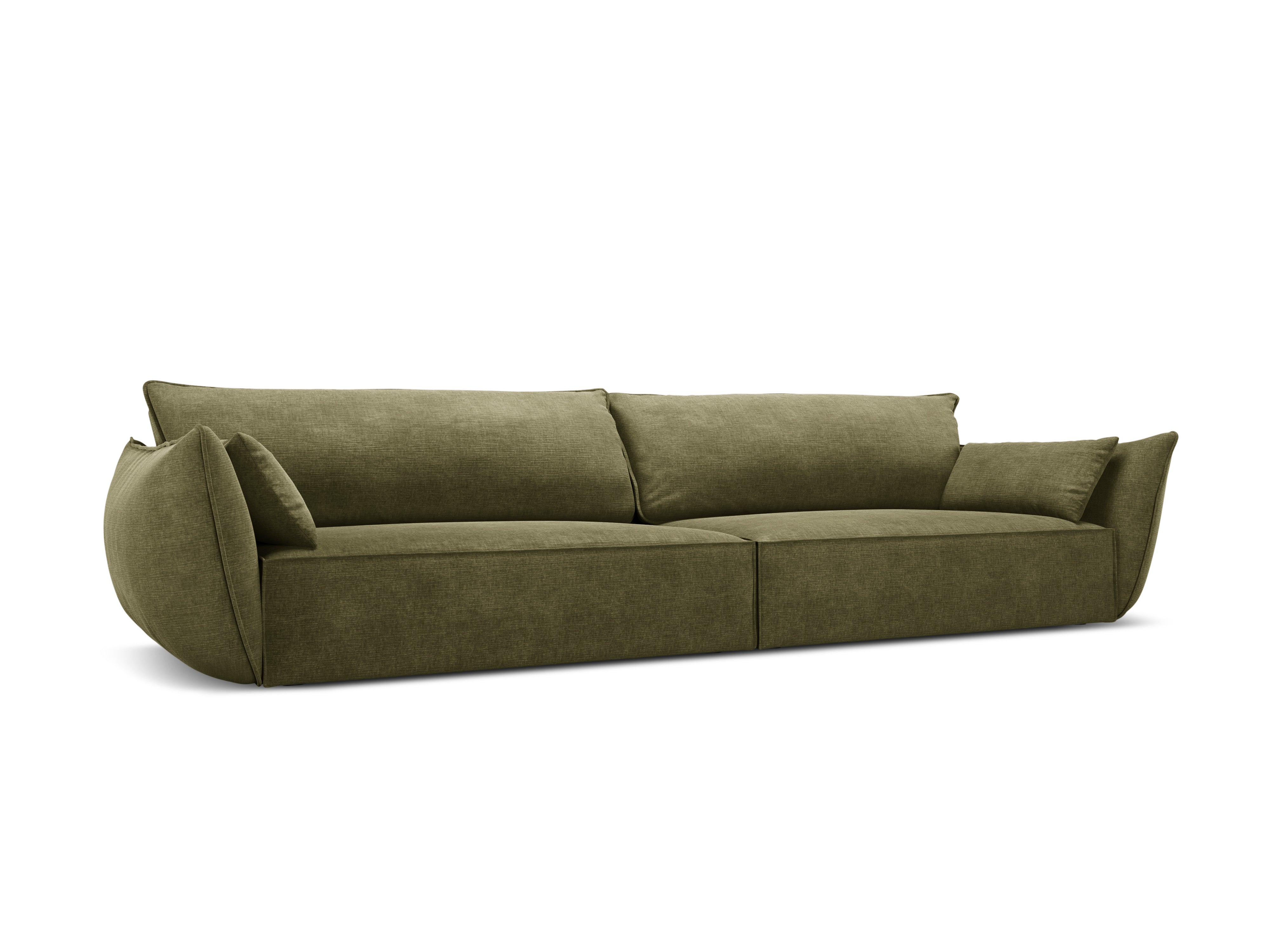 Sofa v zamatovej tkanine pre 4 osoby VANDA zelená