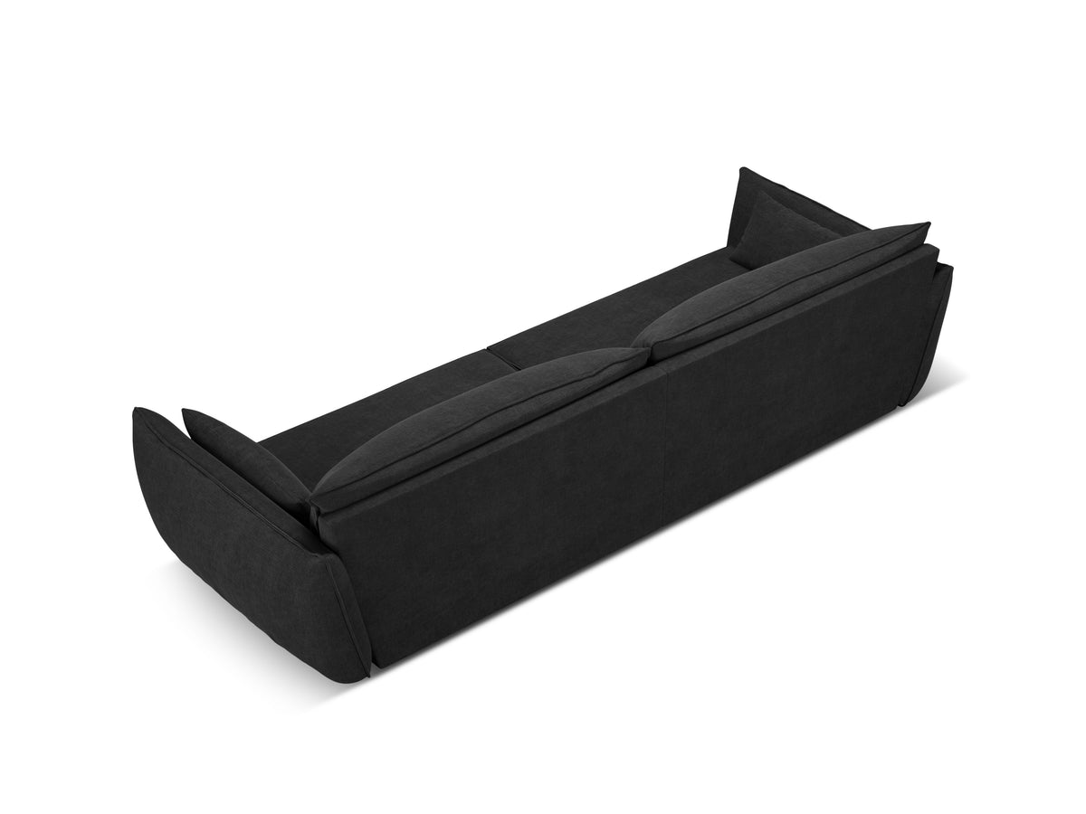 Sofa v zamatovej tkanine pre 4 osoby VANDA čierna