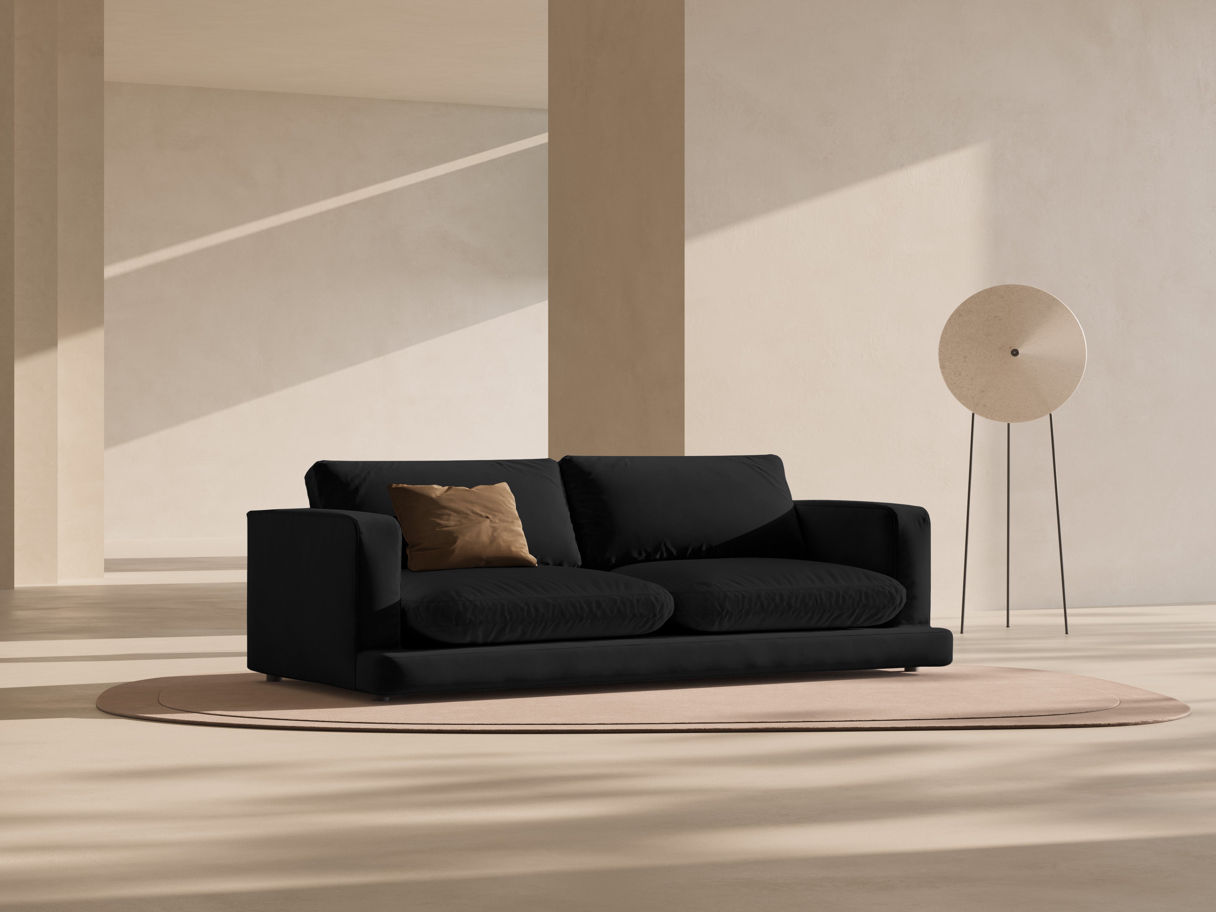 Sofa z jemného velúru pre 4 osoby DAPHNE čierna