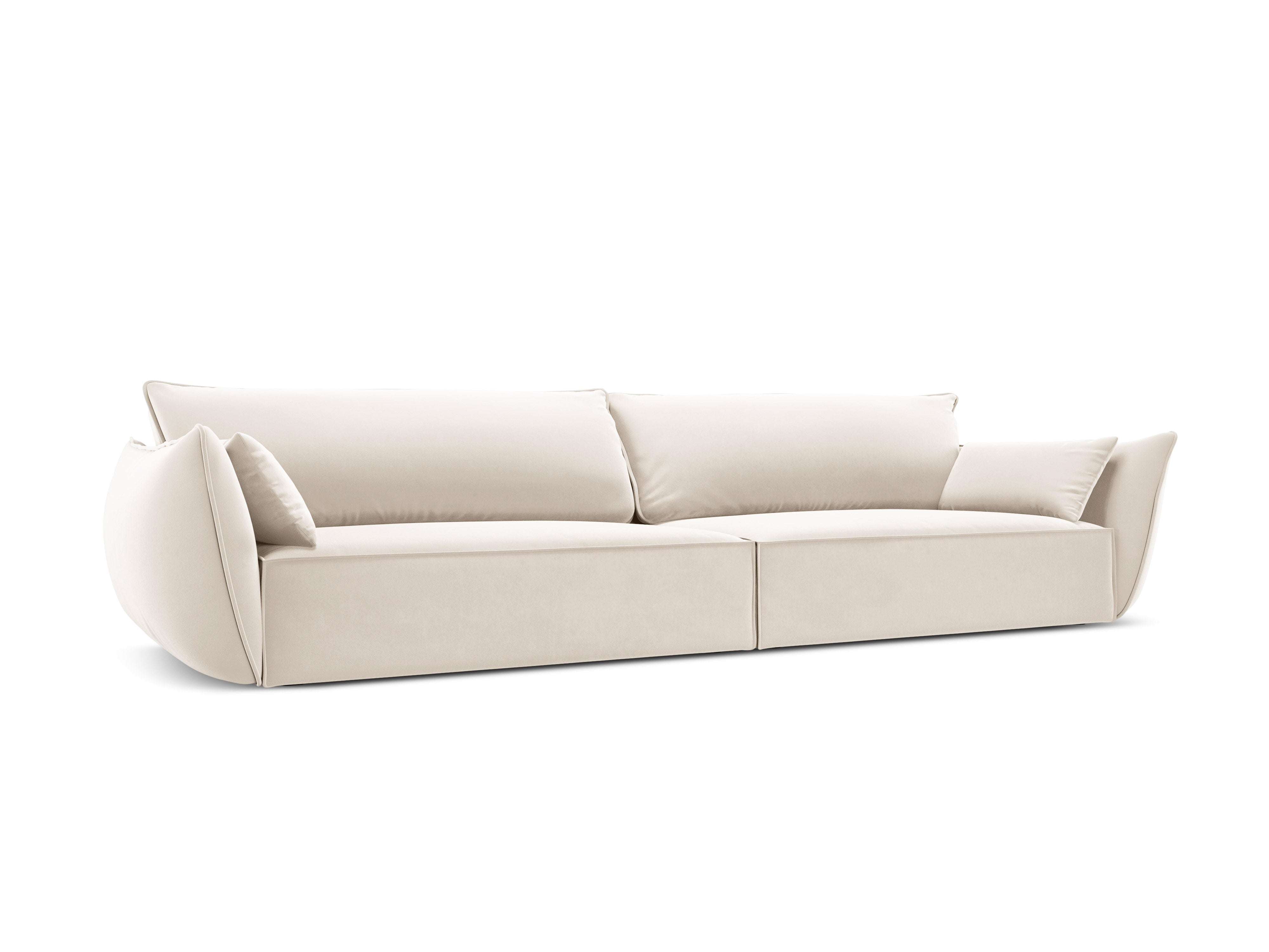 Sofa z jemného velúru pre 4 osoby VANDA béžová