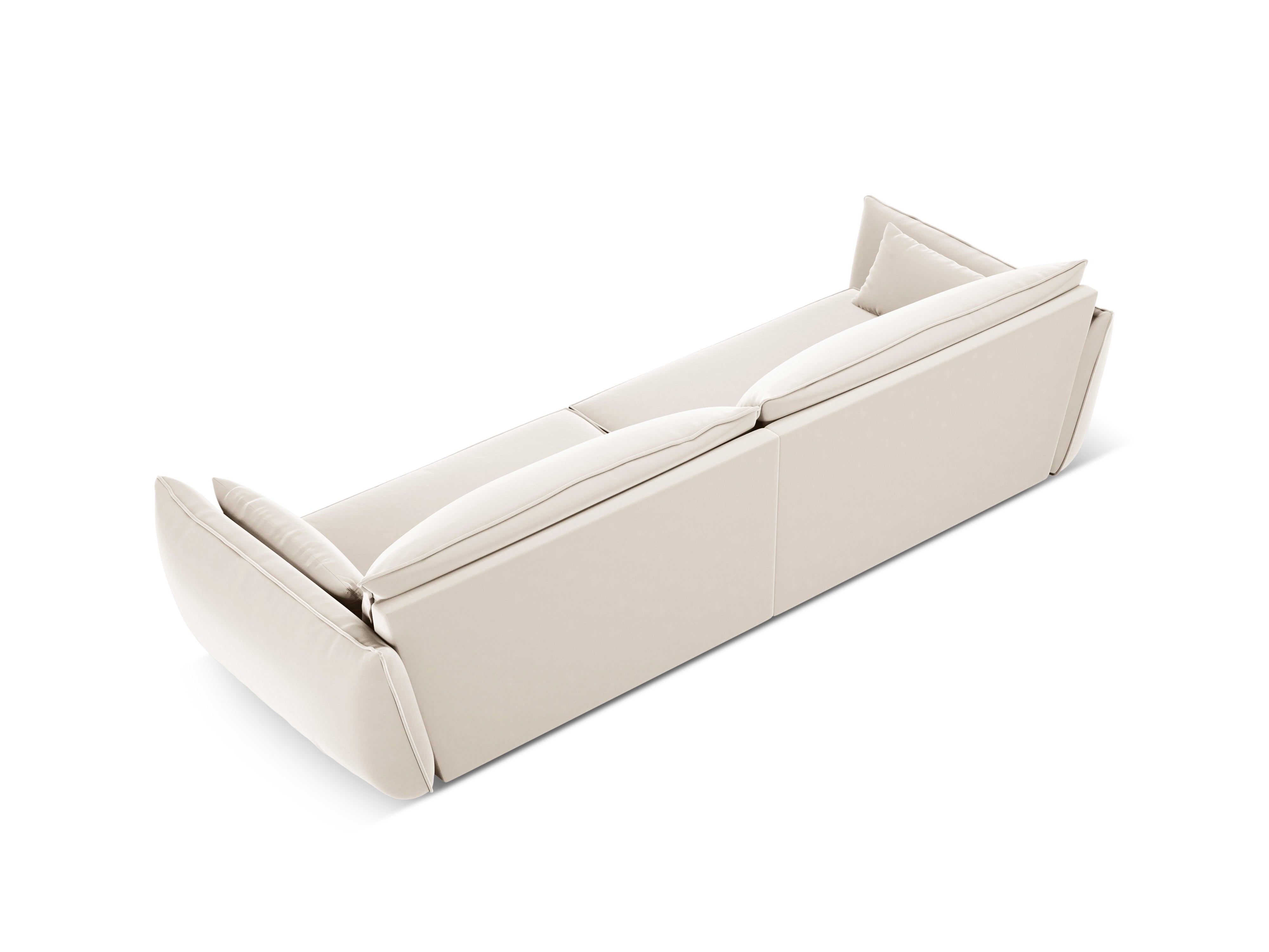 Sofa z jemného velúru pre 4 osoby VANDA béžová
