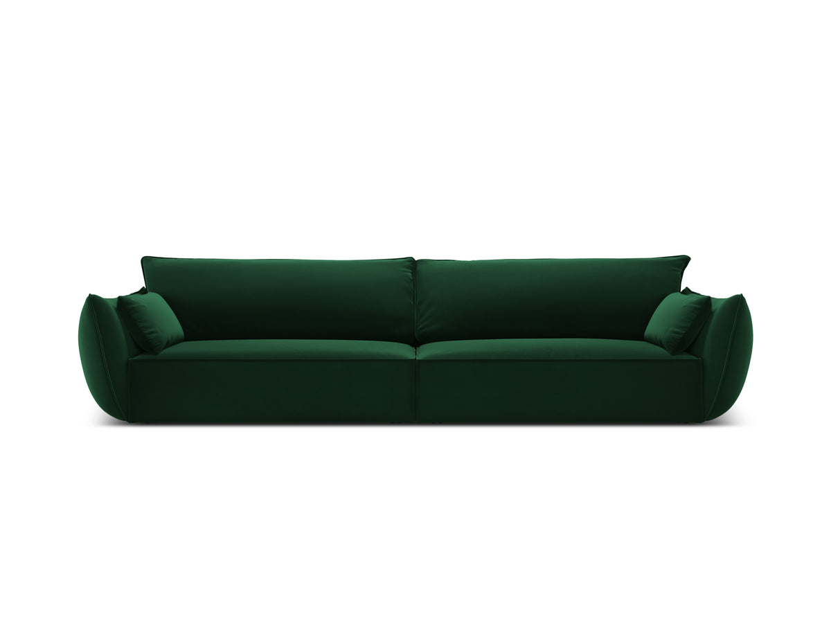 Sofa zamatová 4-osobová VANDA fľašková zelená