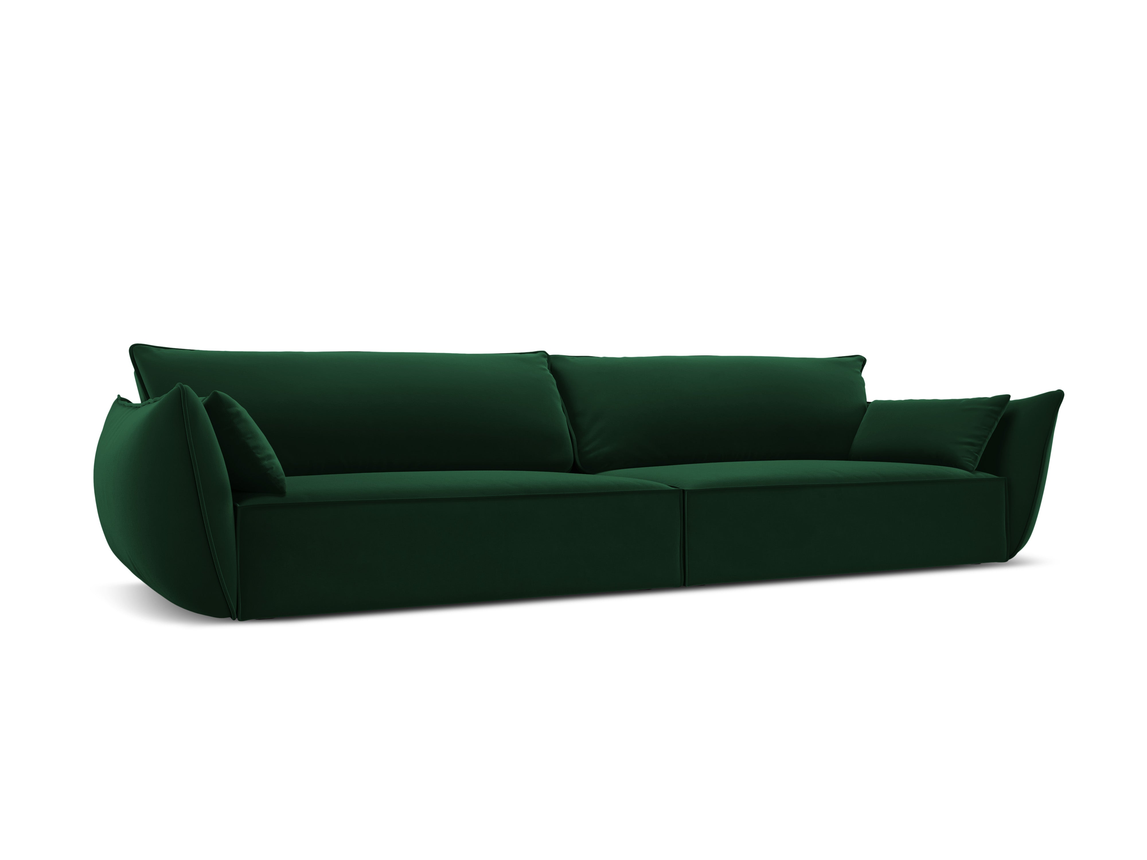 Sofa zamatová 4-osobová VANDA fľašková zelená
