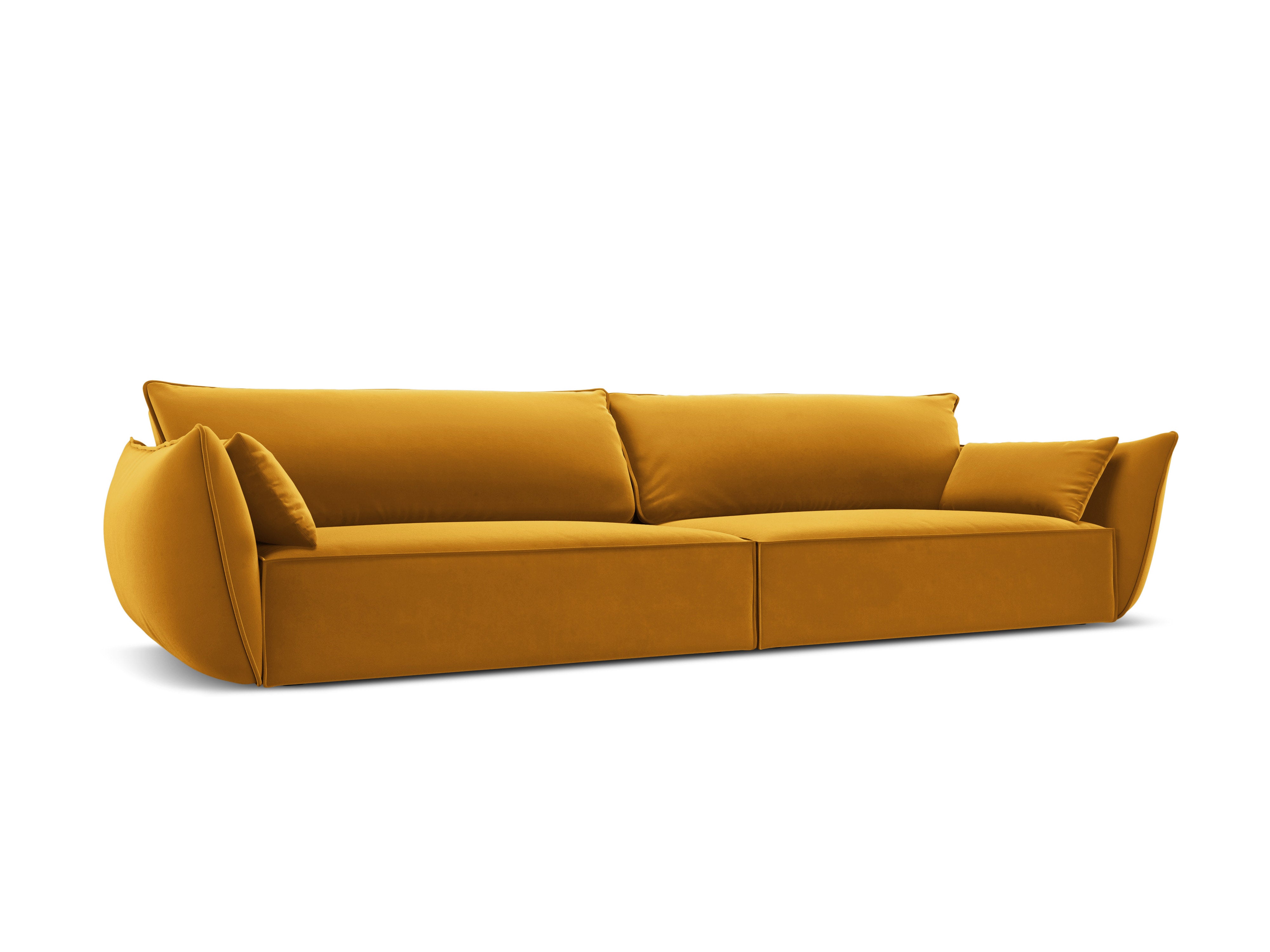 Sofa z jemného velúru pre 4 osoby VANDA horčicová