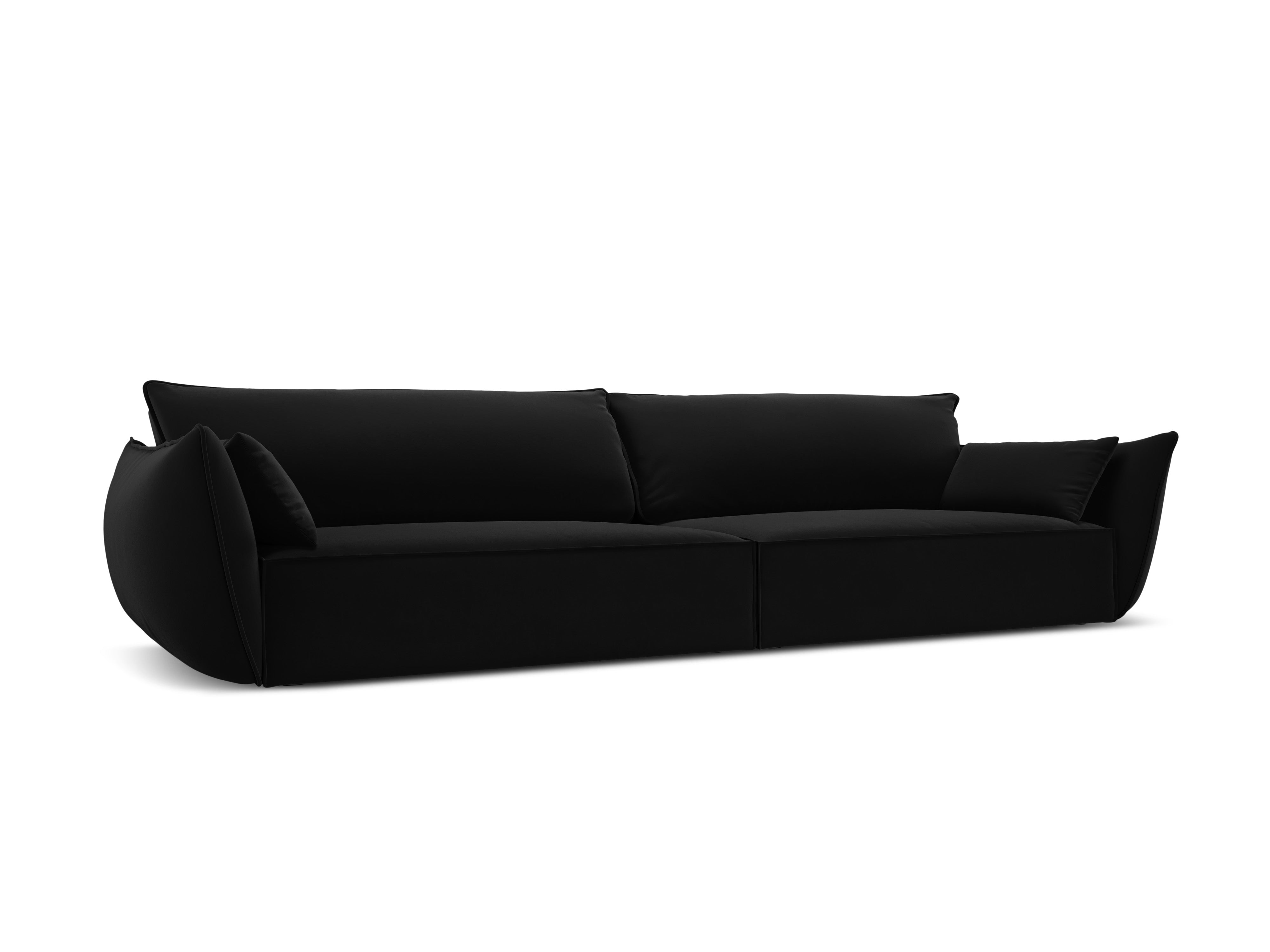 Sofa z jemného velúru pre 4 osoby VANDA čierna