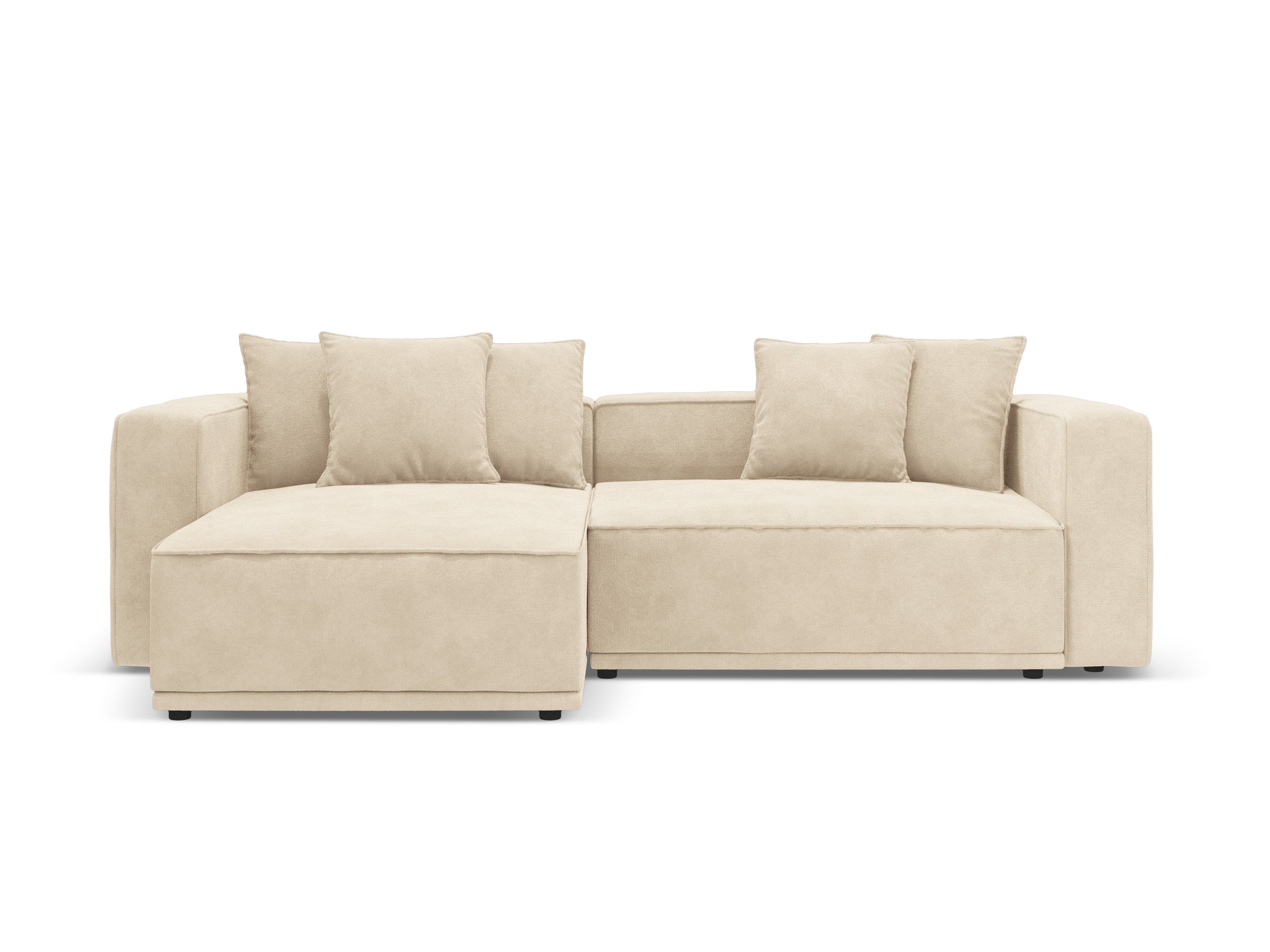Left-facing velvet corner sofa with sleeping function RIBES light beige