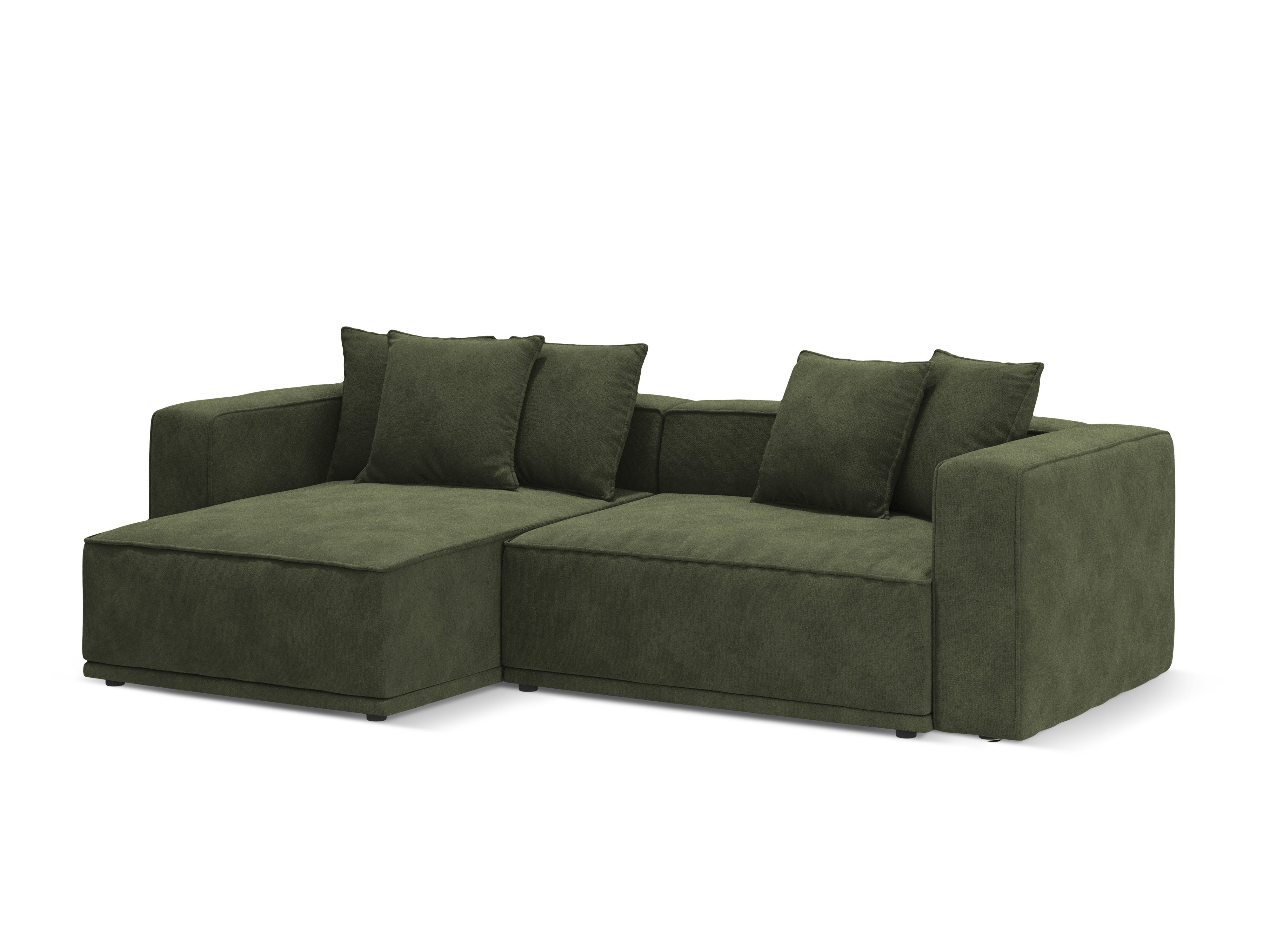 Left-facing velvet corner sofa bed RIBES green