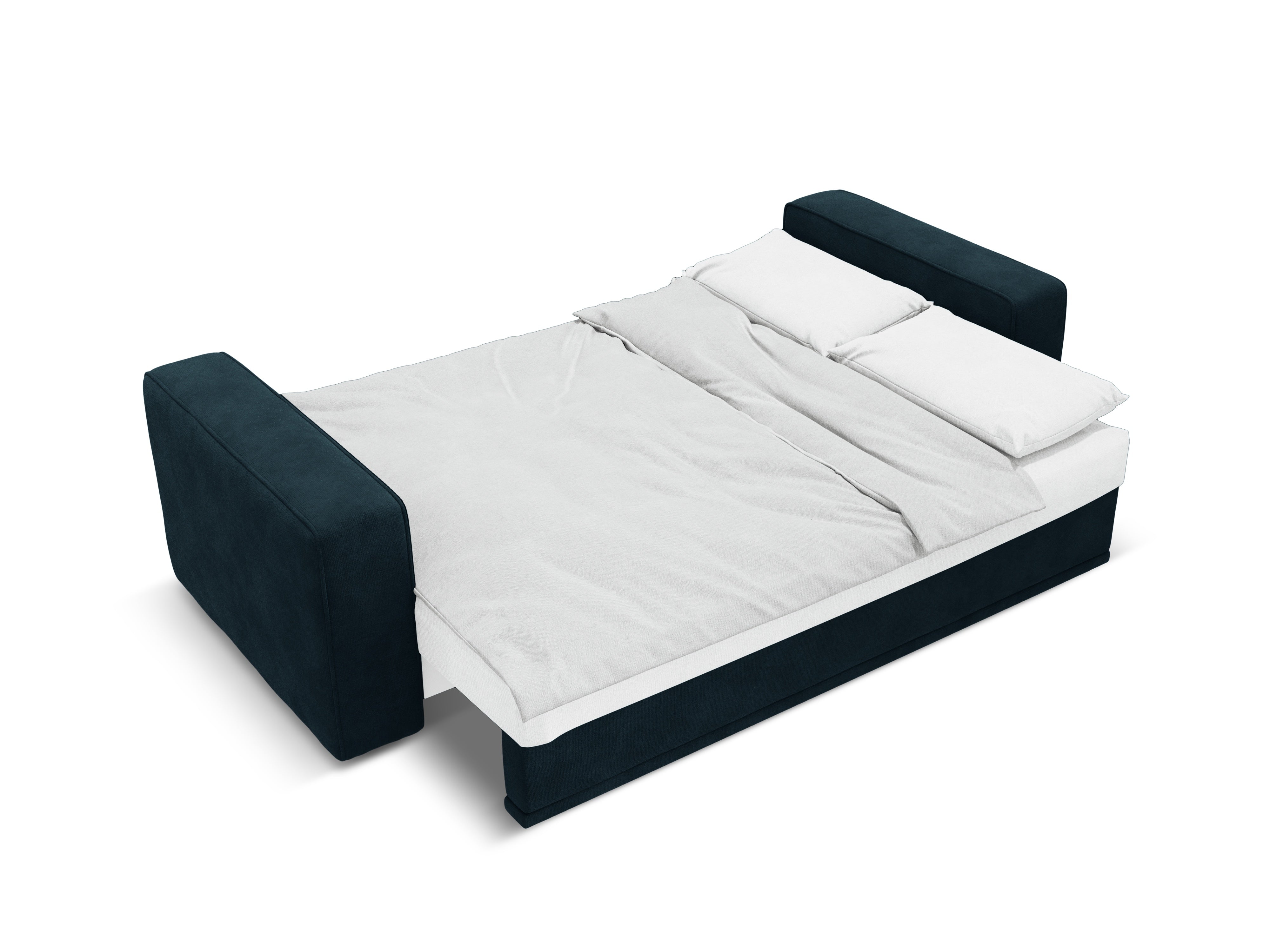 Sametový rohový gauč ľavostranný s funkciou spania RIBES modrý petrol