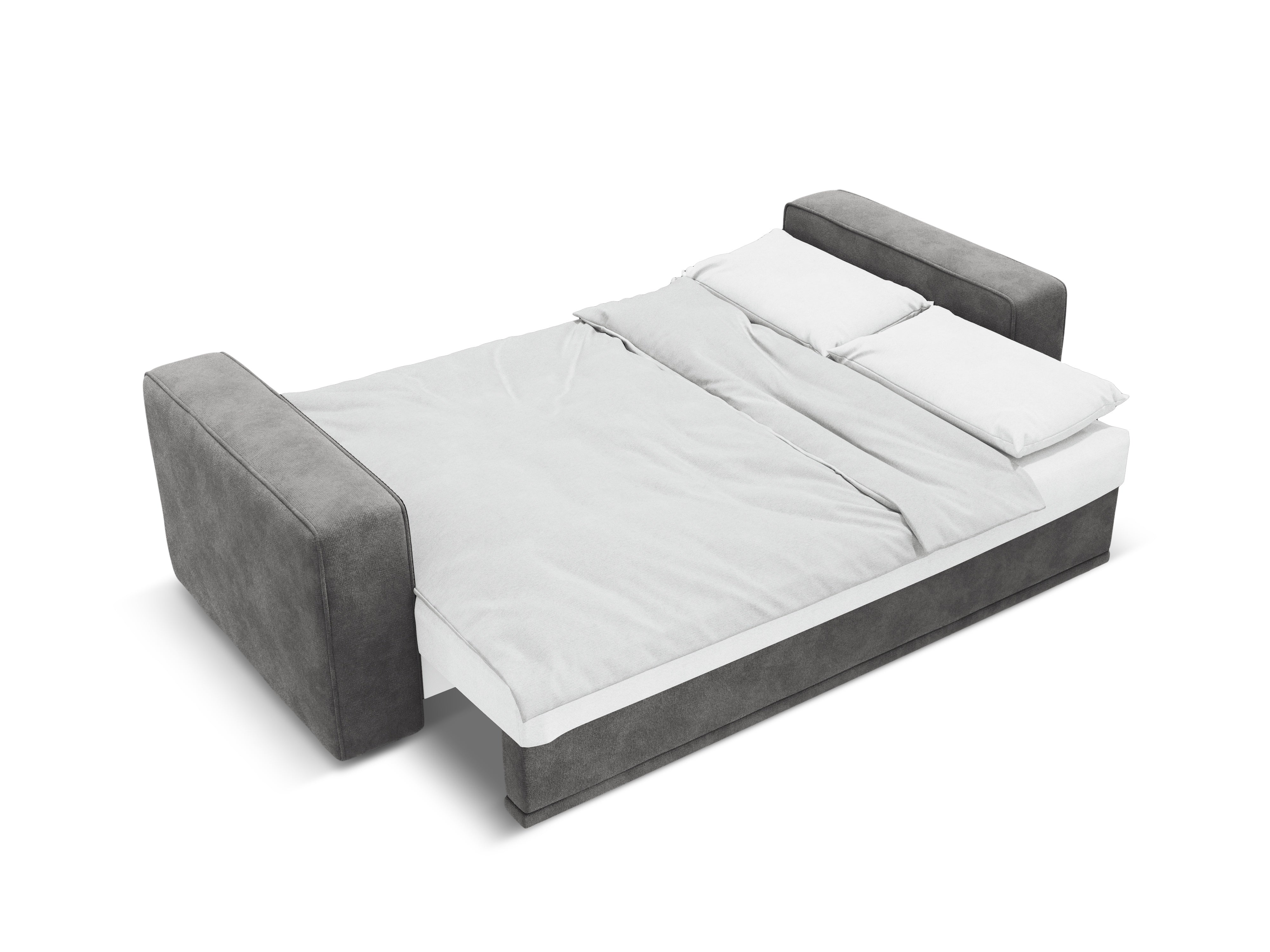 Sivý sametový rohový gauč s funkciou spania RIBES