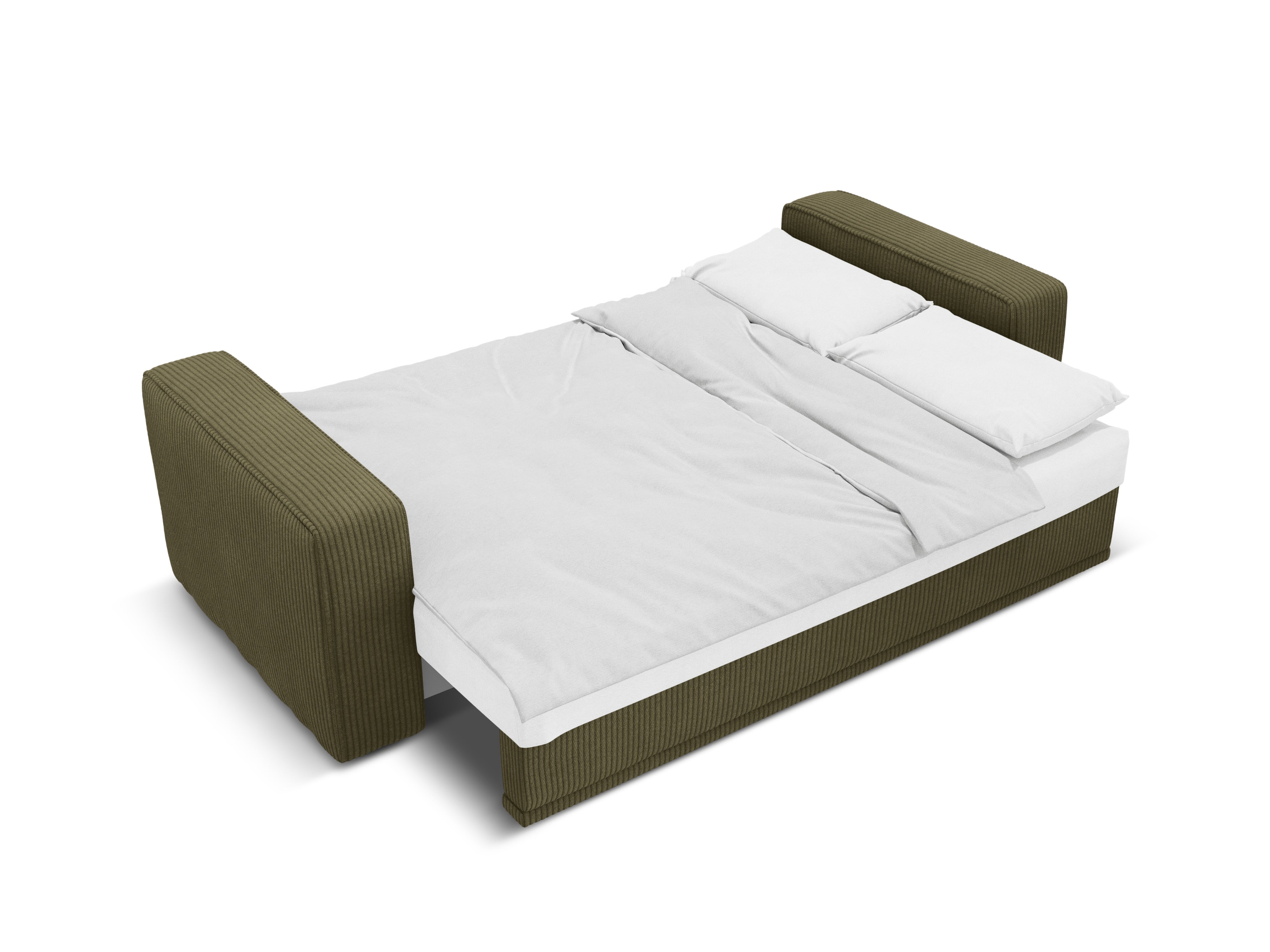 Left-sided corner sofa bed RIBES green corduroy