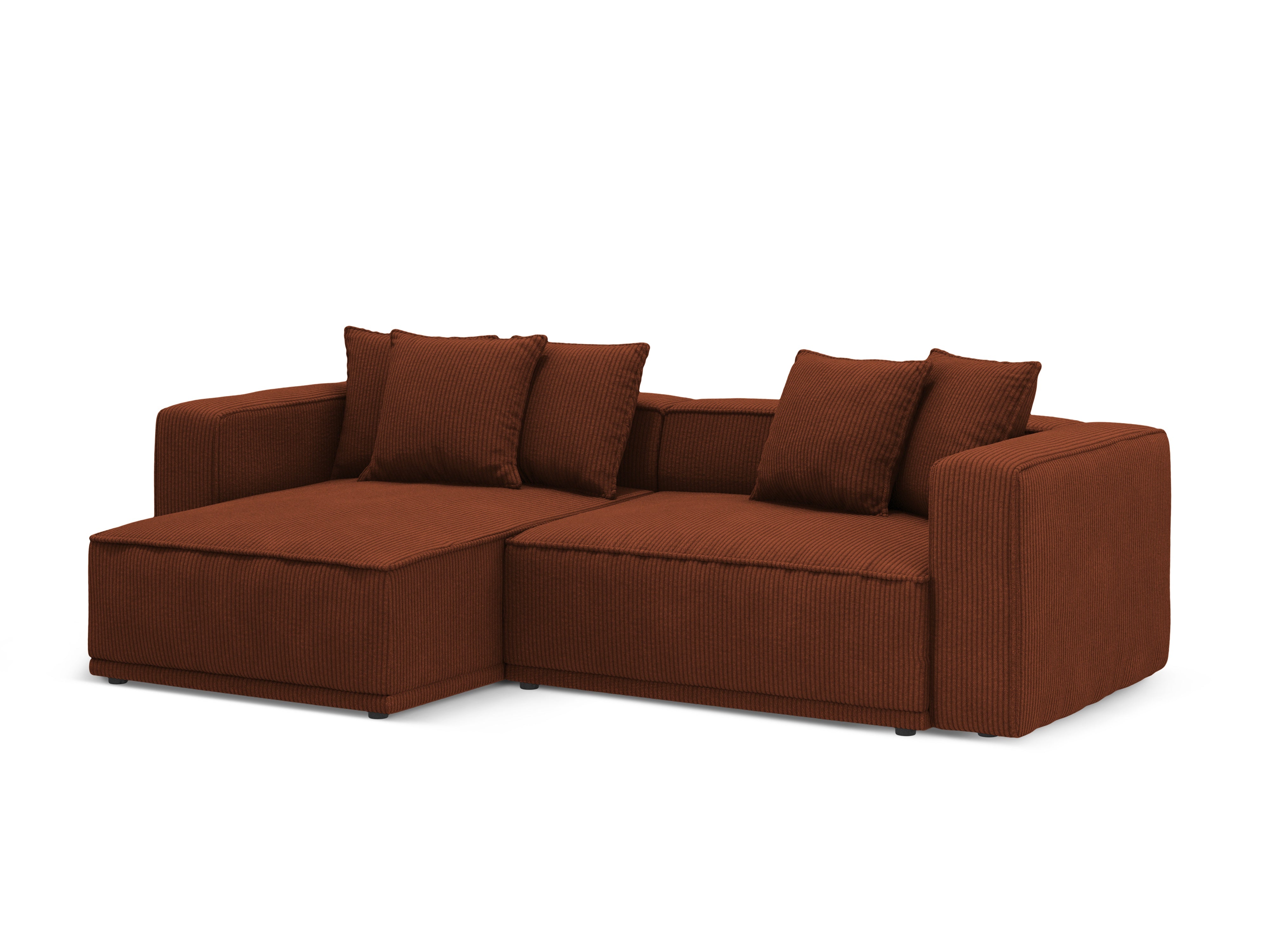 Left-sided corner sofa bed RIBES in brick corduroy