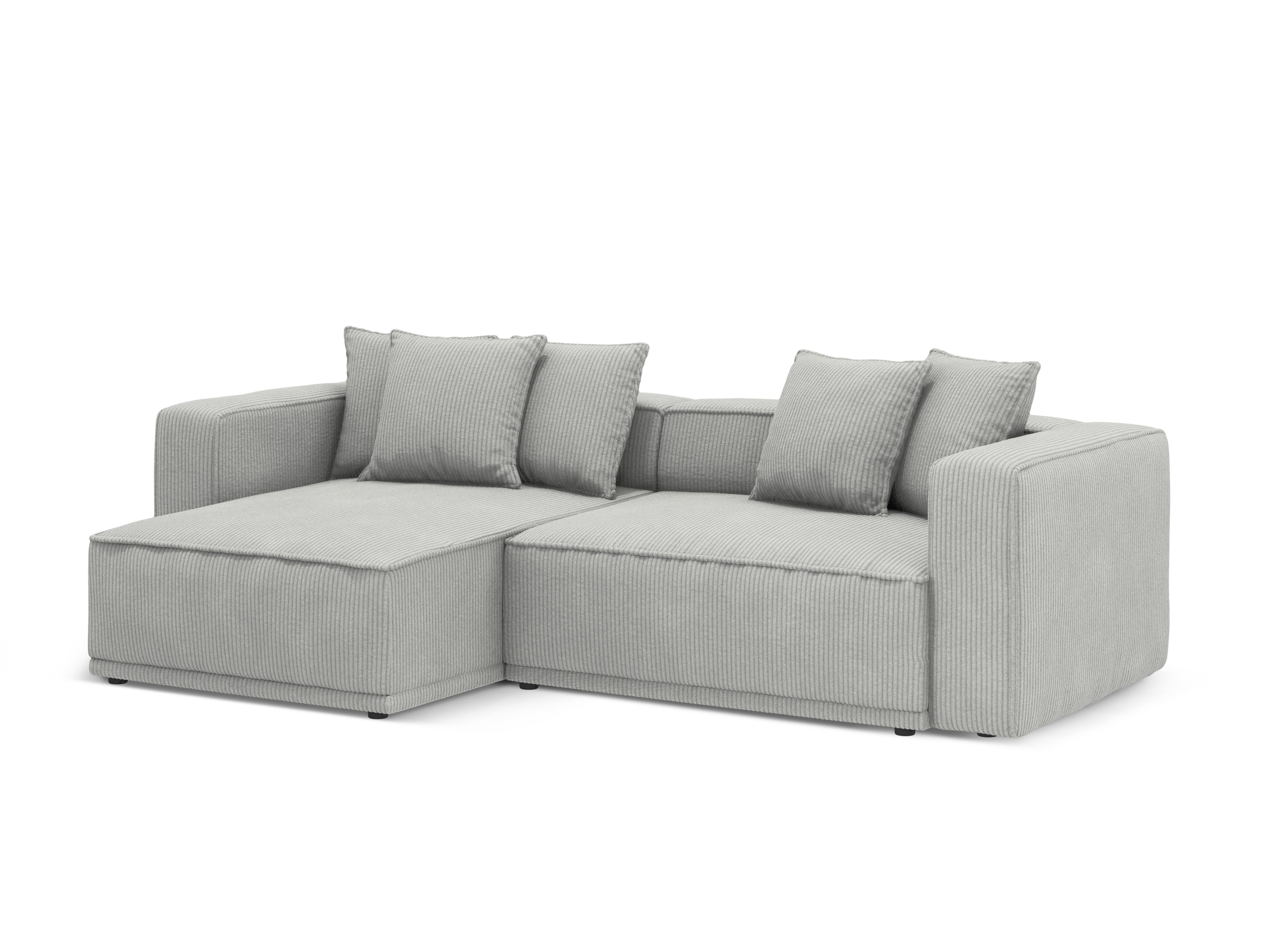 Left-sided corner sofa bed RIBES gray corduroy